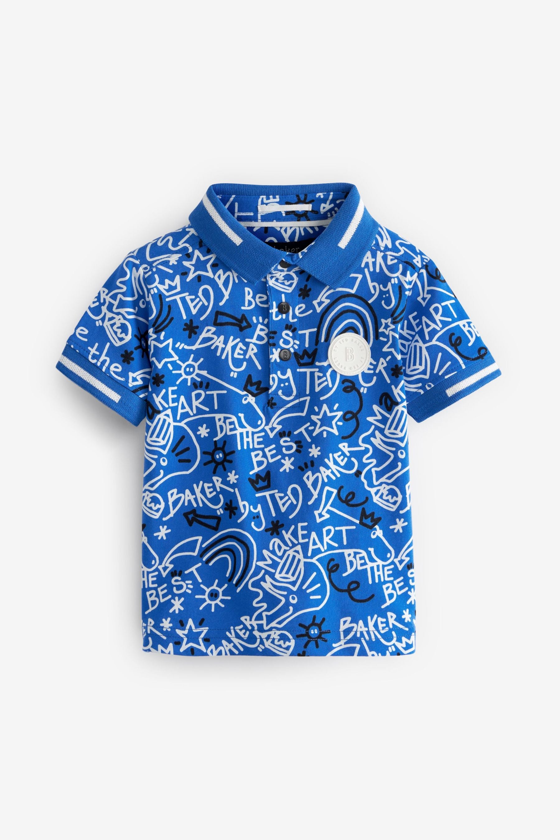 Baby by Ted Baker Boys Blue Printed Polo Shirt