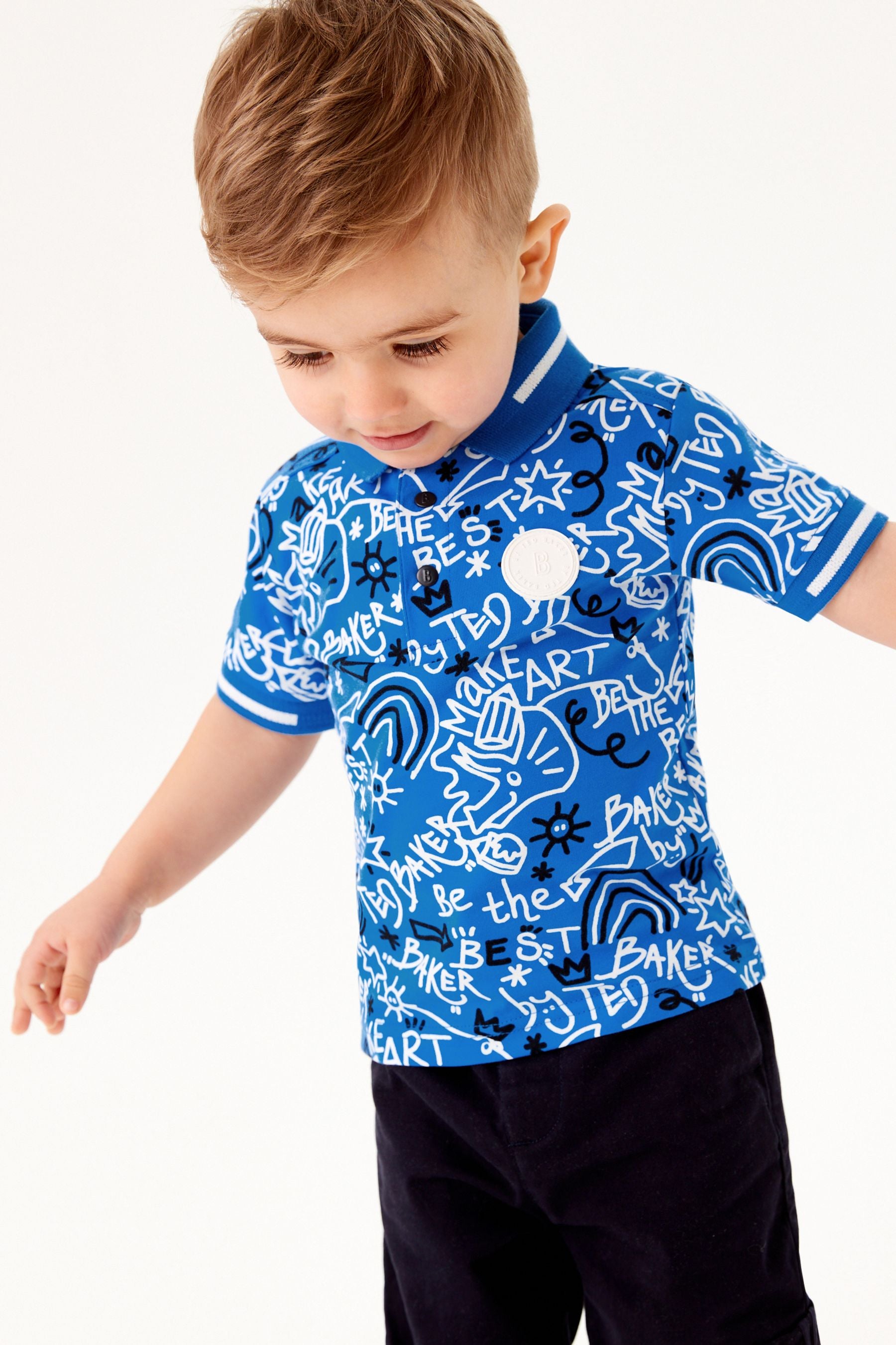 Baby by Ted Baker Boys Blue Printed Polo Shirt