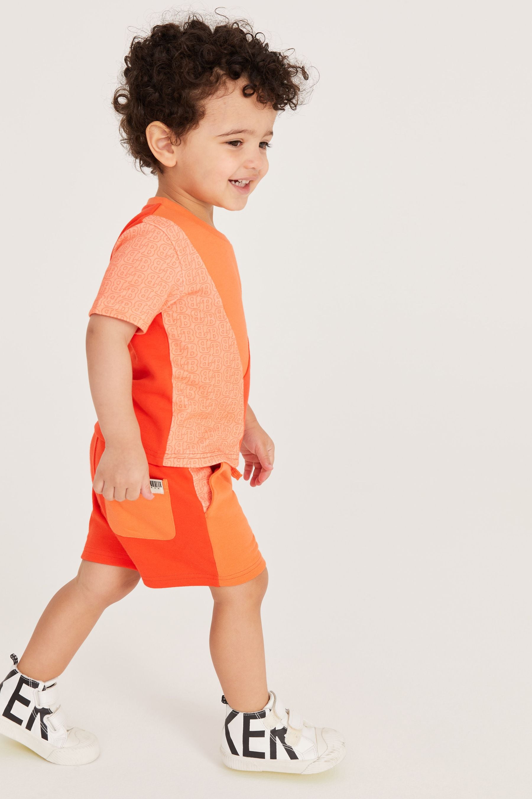 Baker by Ted Baker Orange Colourblock T-Shirt and Shorts Set