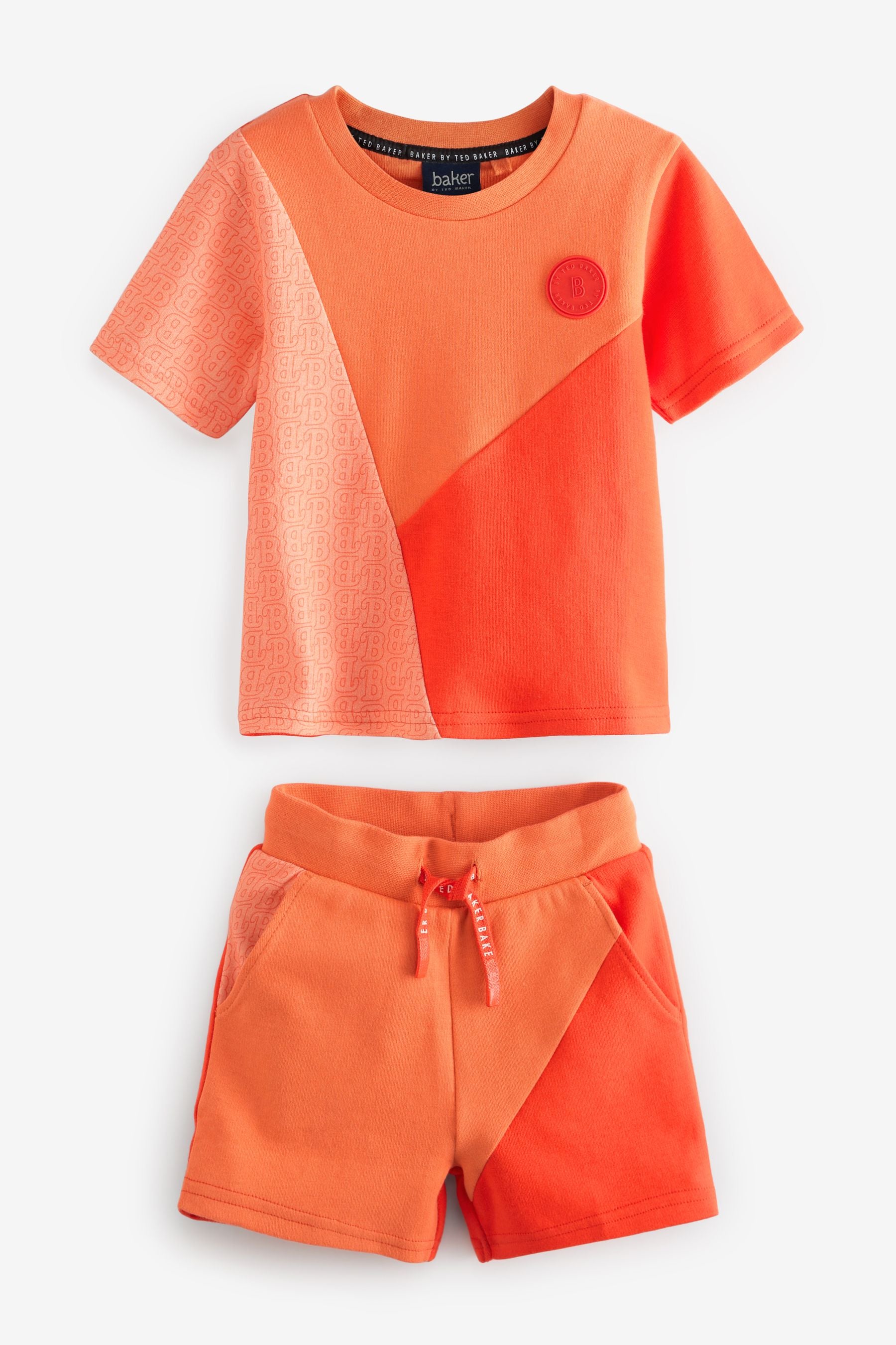 Baker by Ted Baker Orange Colourblock T-Shirt and Shorts Set