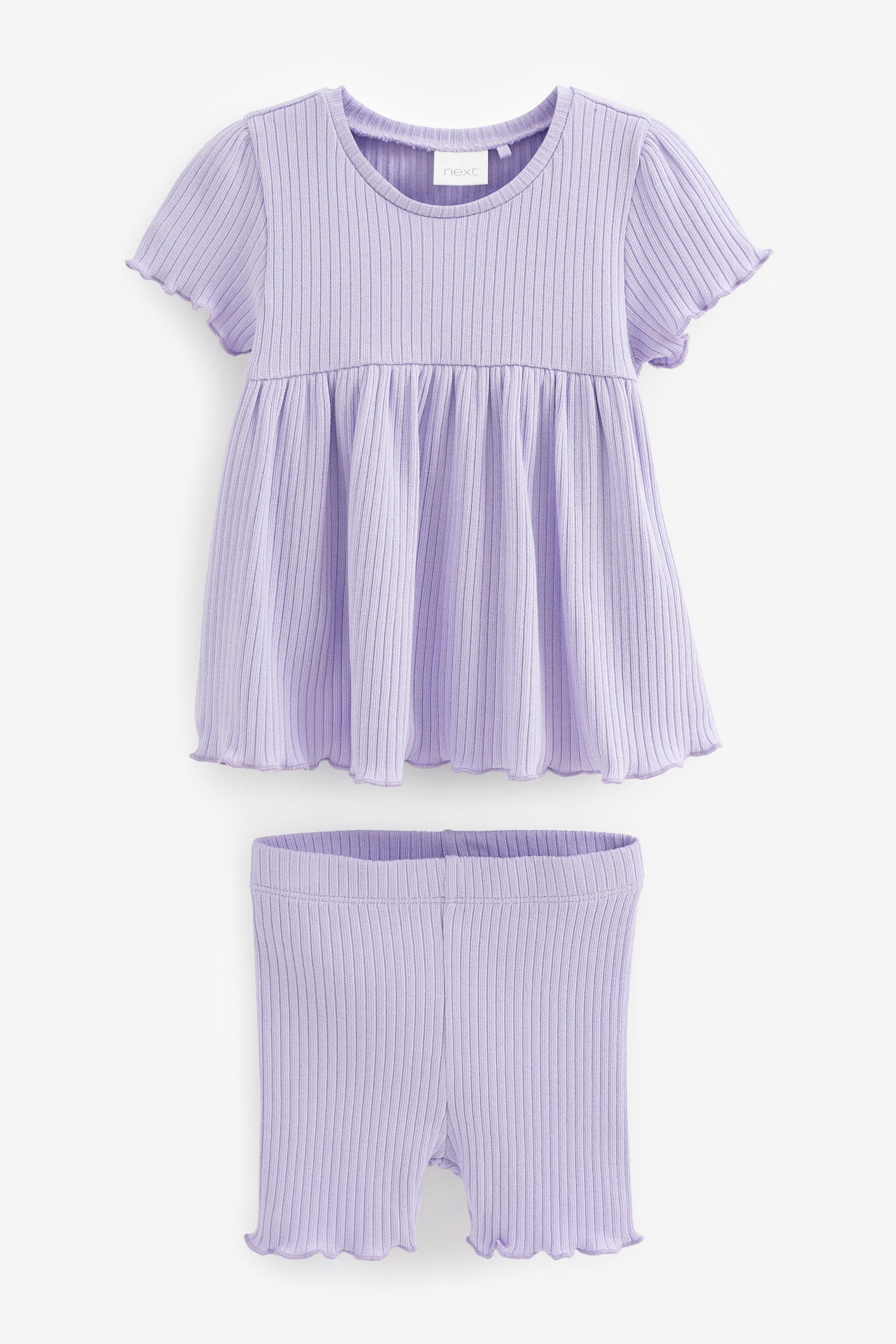 Lilac Purple Short Sleeve Top And Shorts Set (3mths-7yrs)