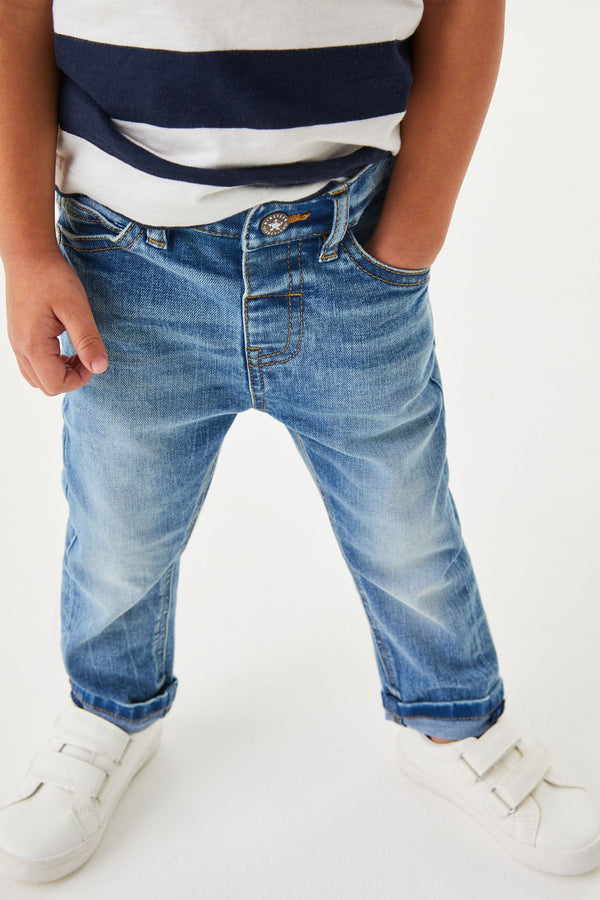 Light Blue Slim Fit Five Pocket Jeans With Stretch (3mths-7yrs)