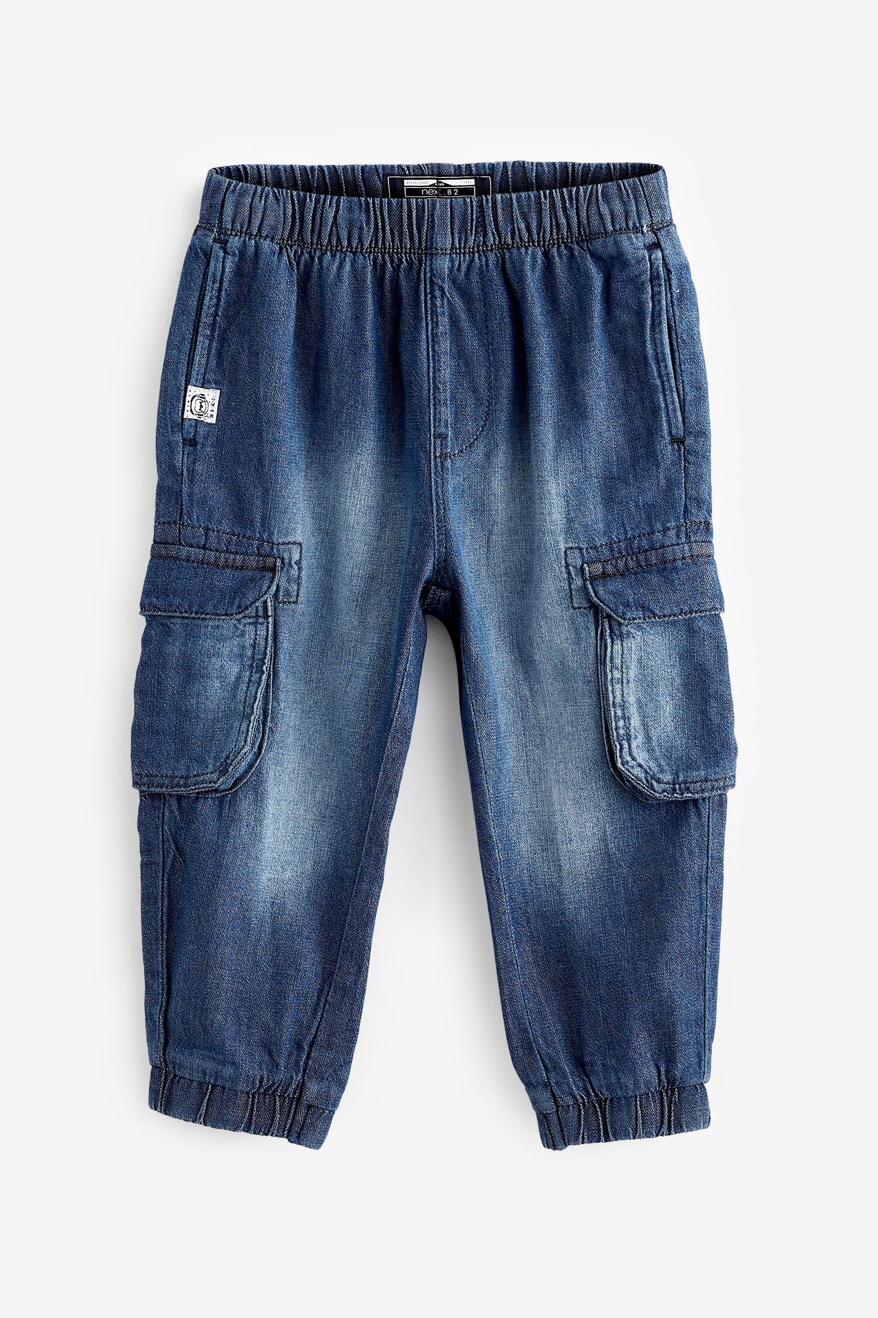 Mid Blue Denim Lightweight Cargo Trousers (3mths-7yrs)