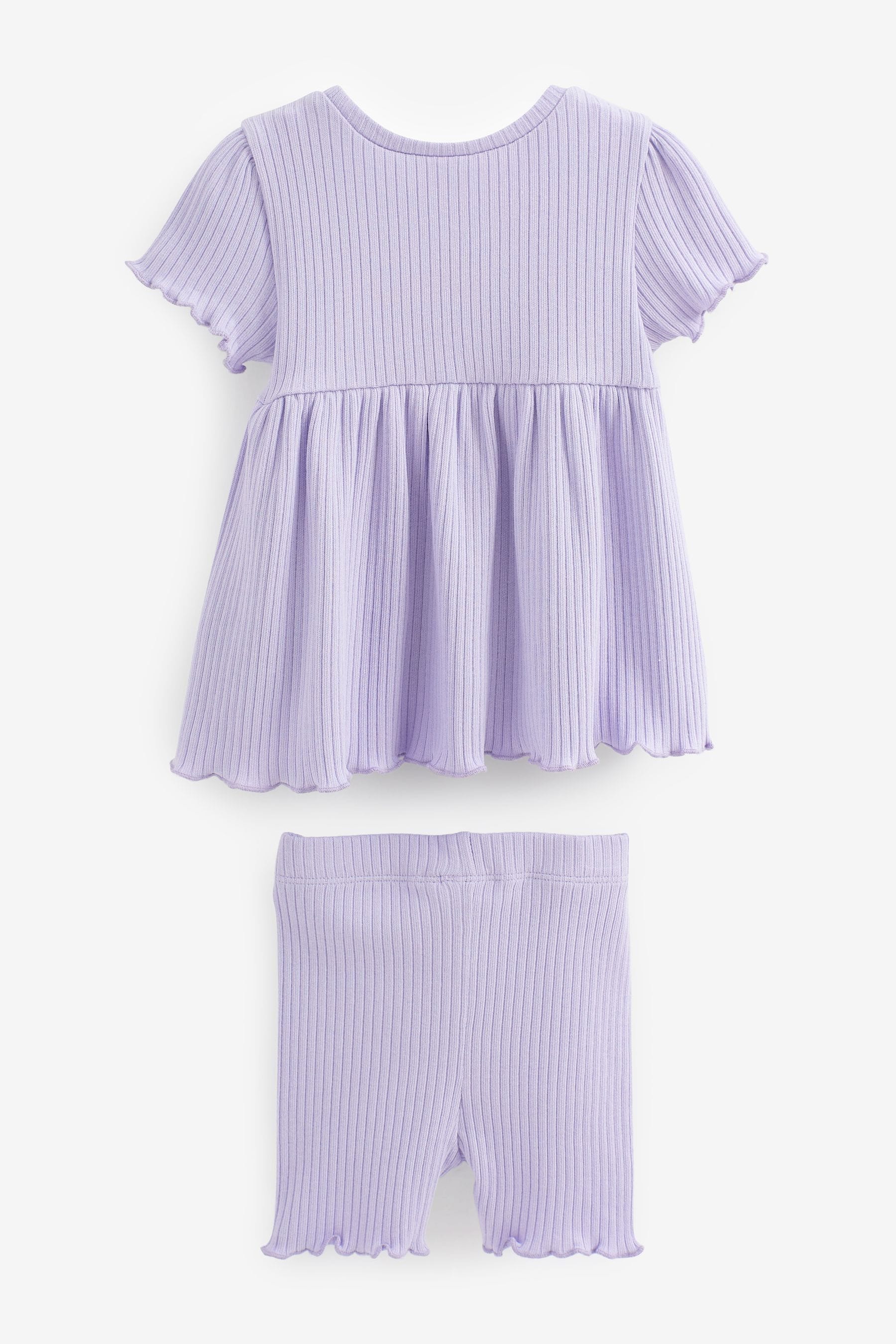 Lilac Purple Short Sleeve Top And Shorts Set (3mths-7yrs)