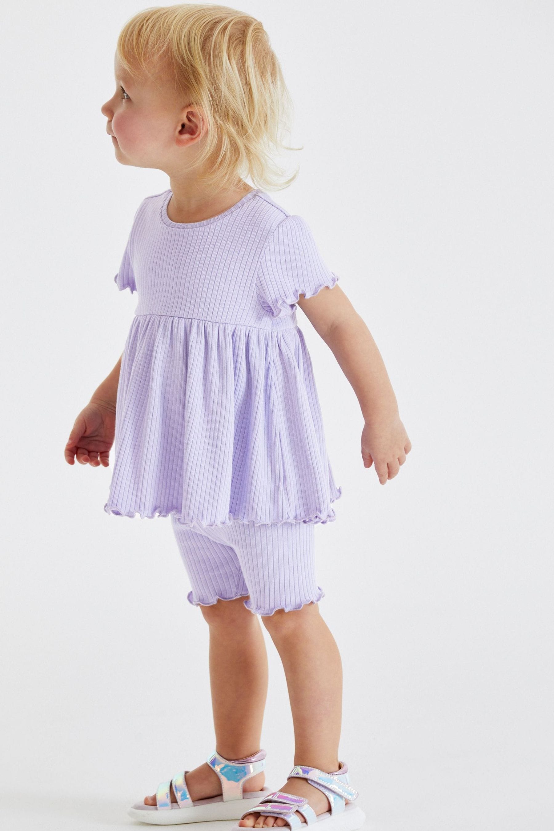 Lilac Purple Short Sleeve Top And Shorts Set (3mths-7yrs)