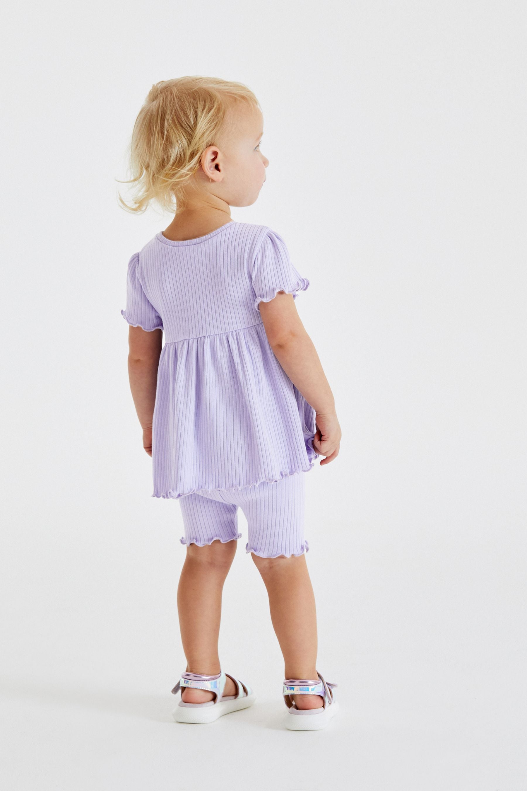 Lilac Purple Short Sleeve Top And Shorts Set (3mths-7yrs)