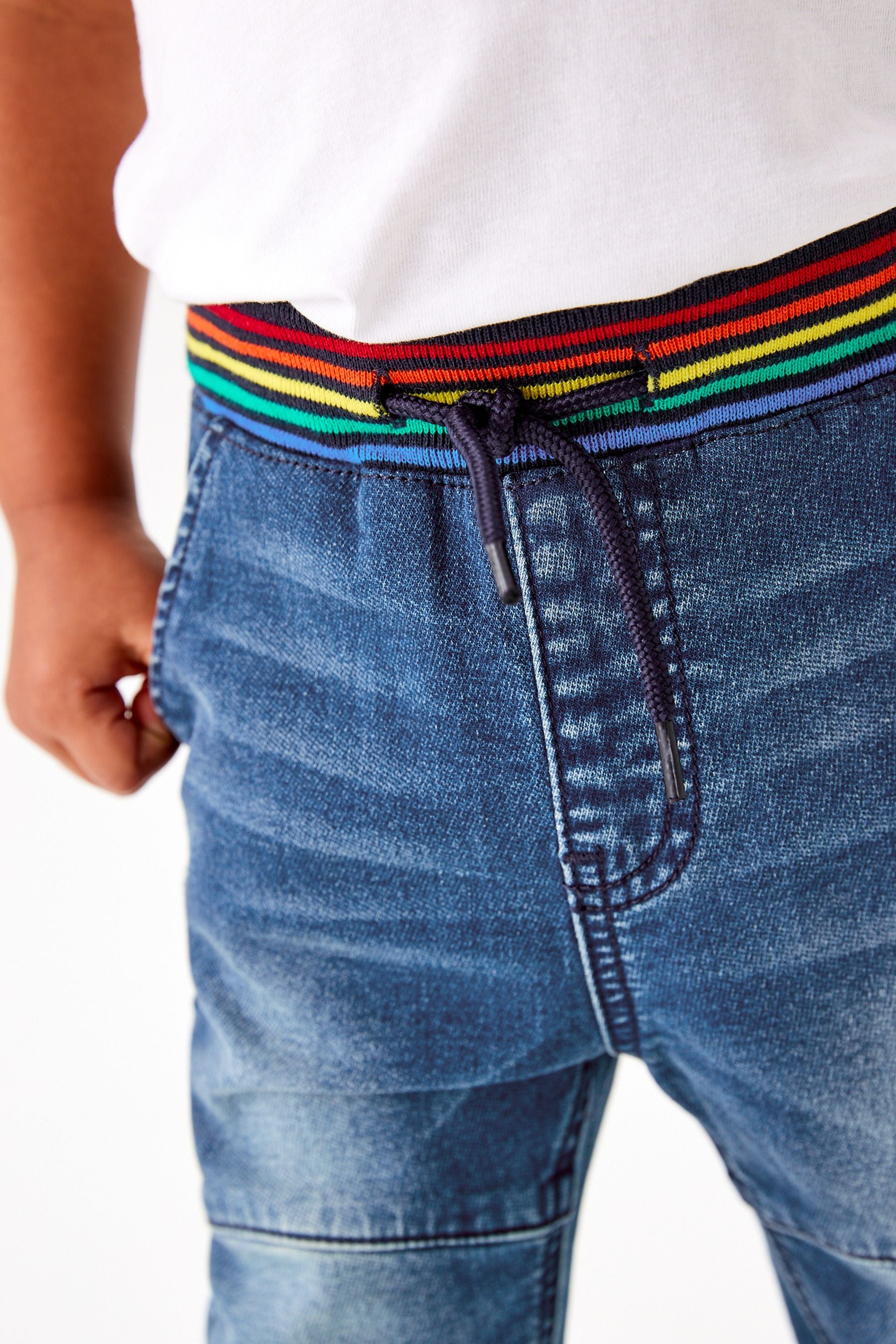 Dark Blue Rainbow Rib Waist Jeans (3mths-7yrs)