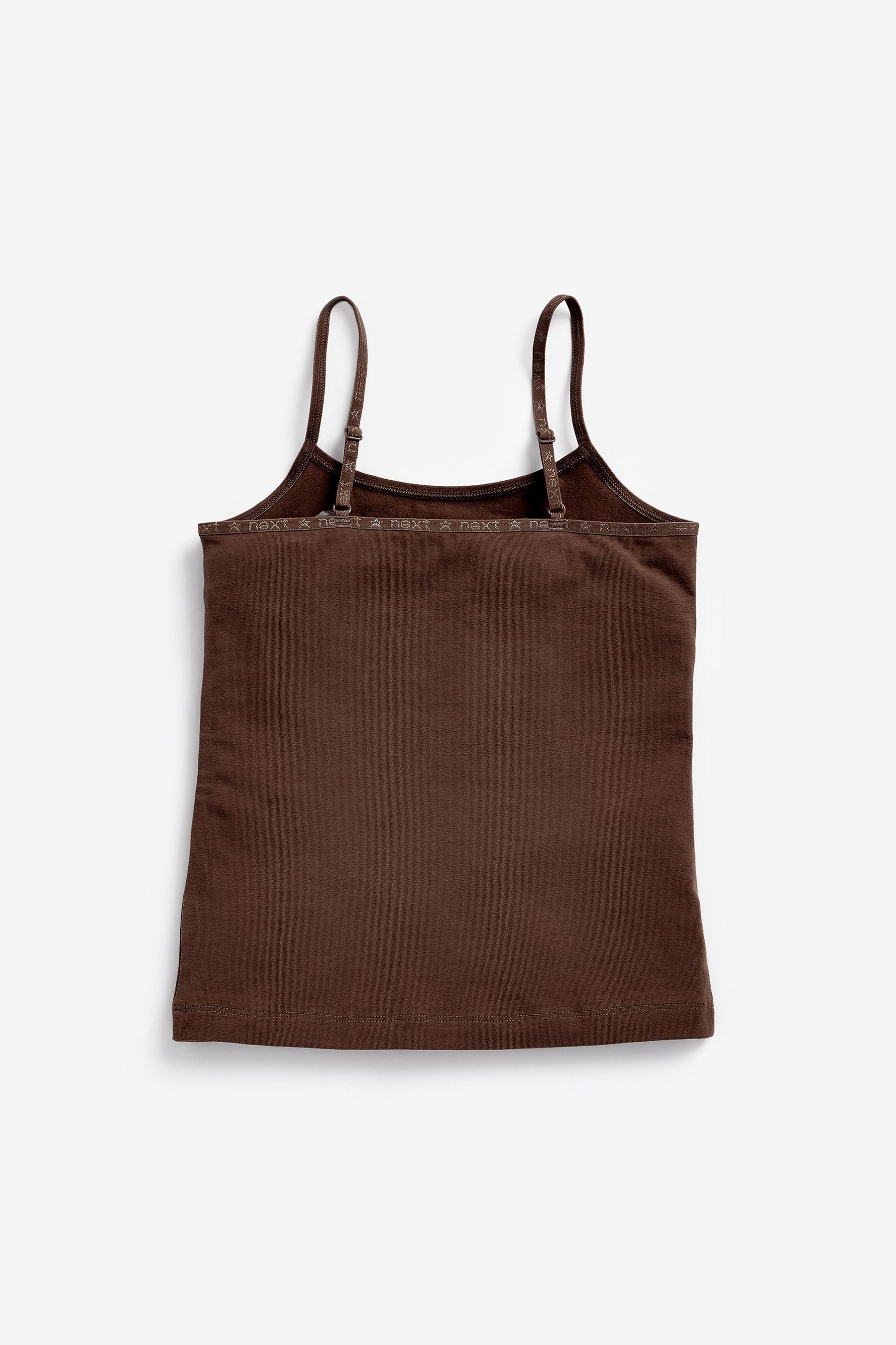 Truffle Brown 3 Pack Elastic Strappy Cami Vests (1.5-16yrs)