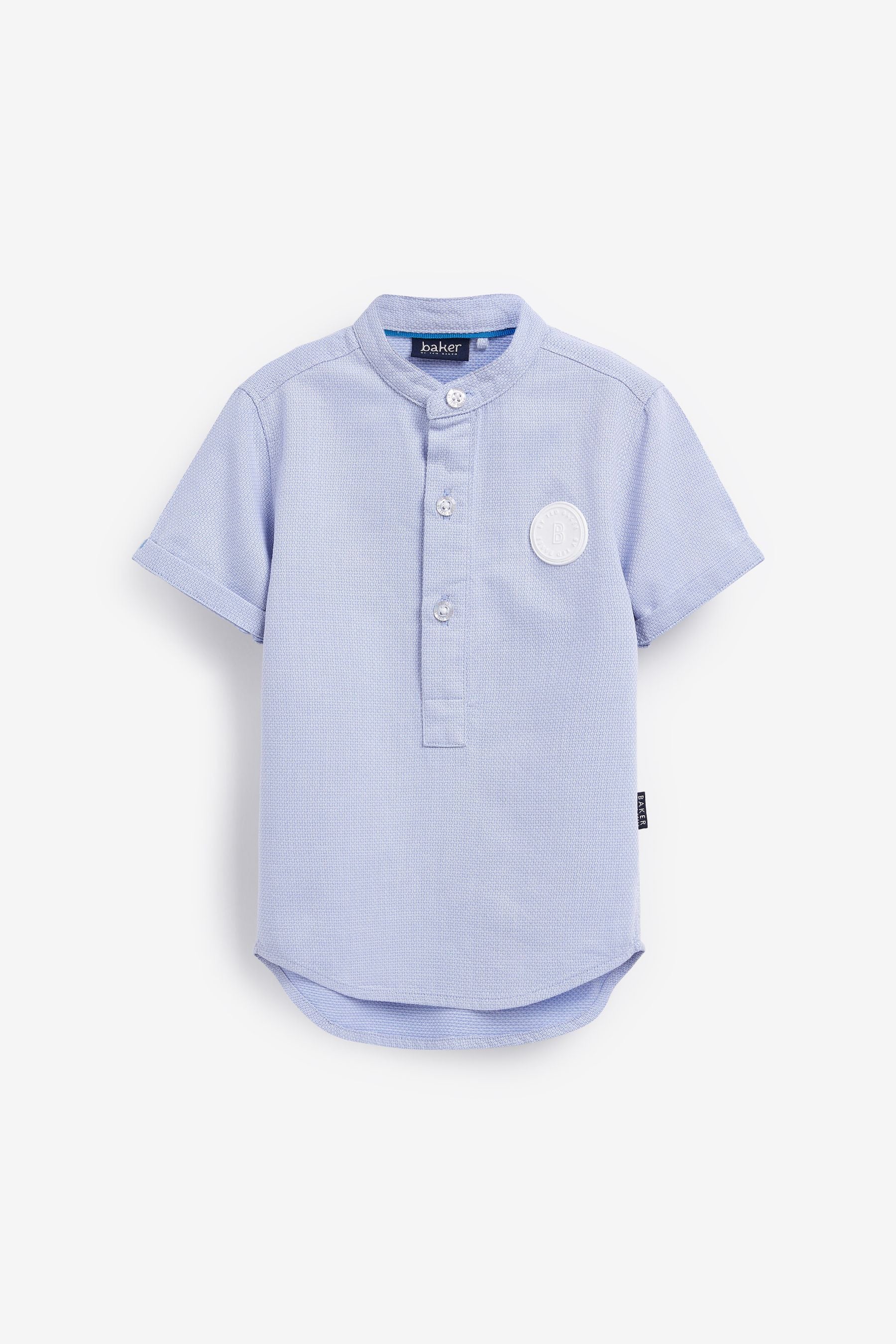 Baker by Ted Baker Blue Short Sleeve Grandad Shirt