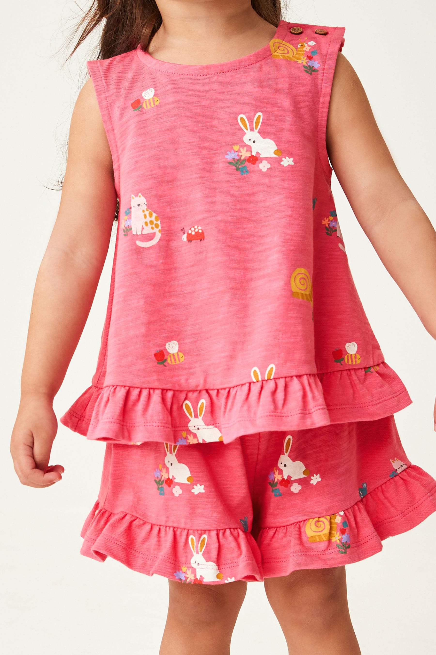 Pink Bunny Frill Vest And Shorts Set (3mths-7yrs)