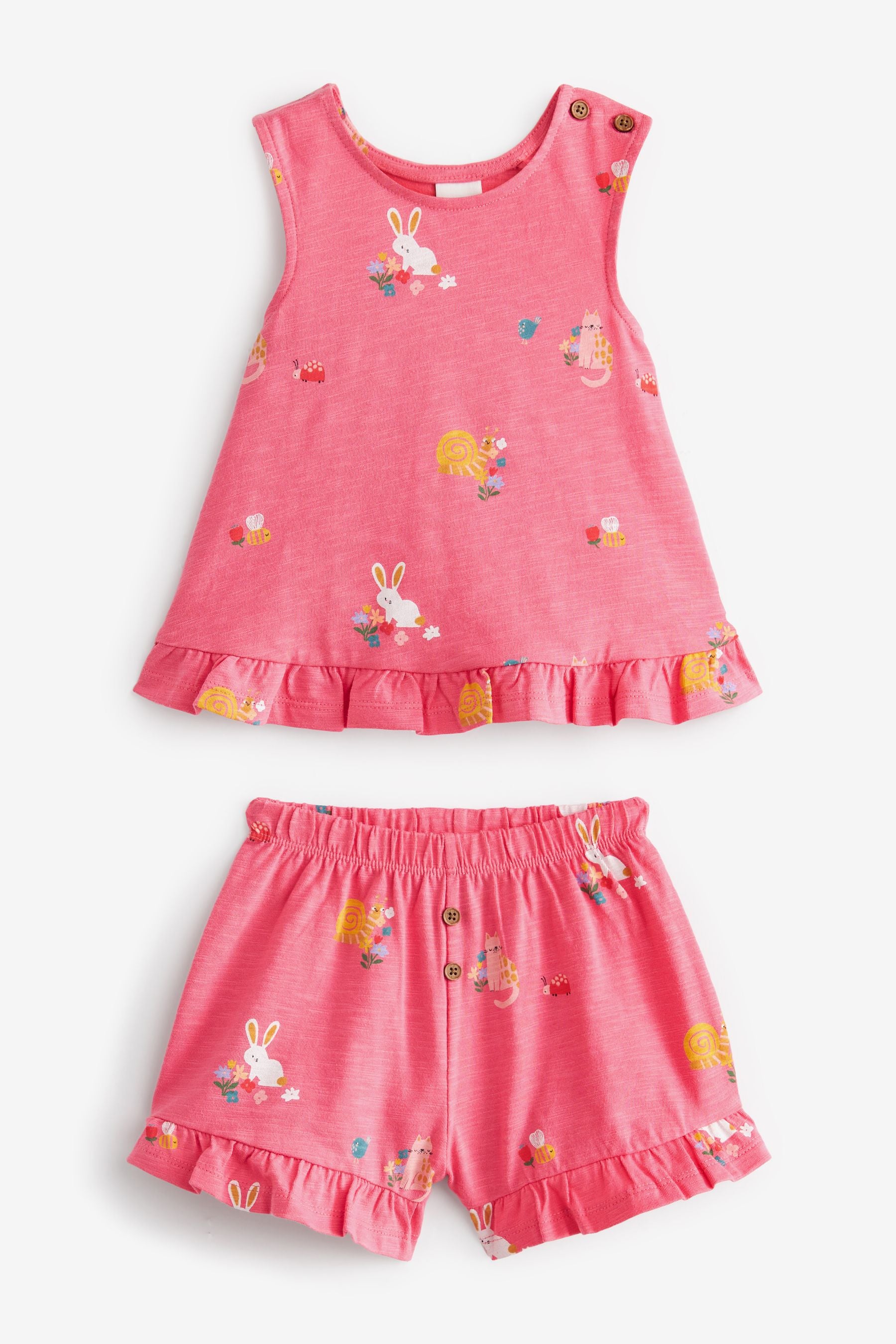 Pink Bunny Frill Vest And Shorts Set (3mths-7yrs)