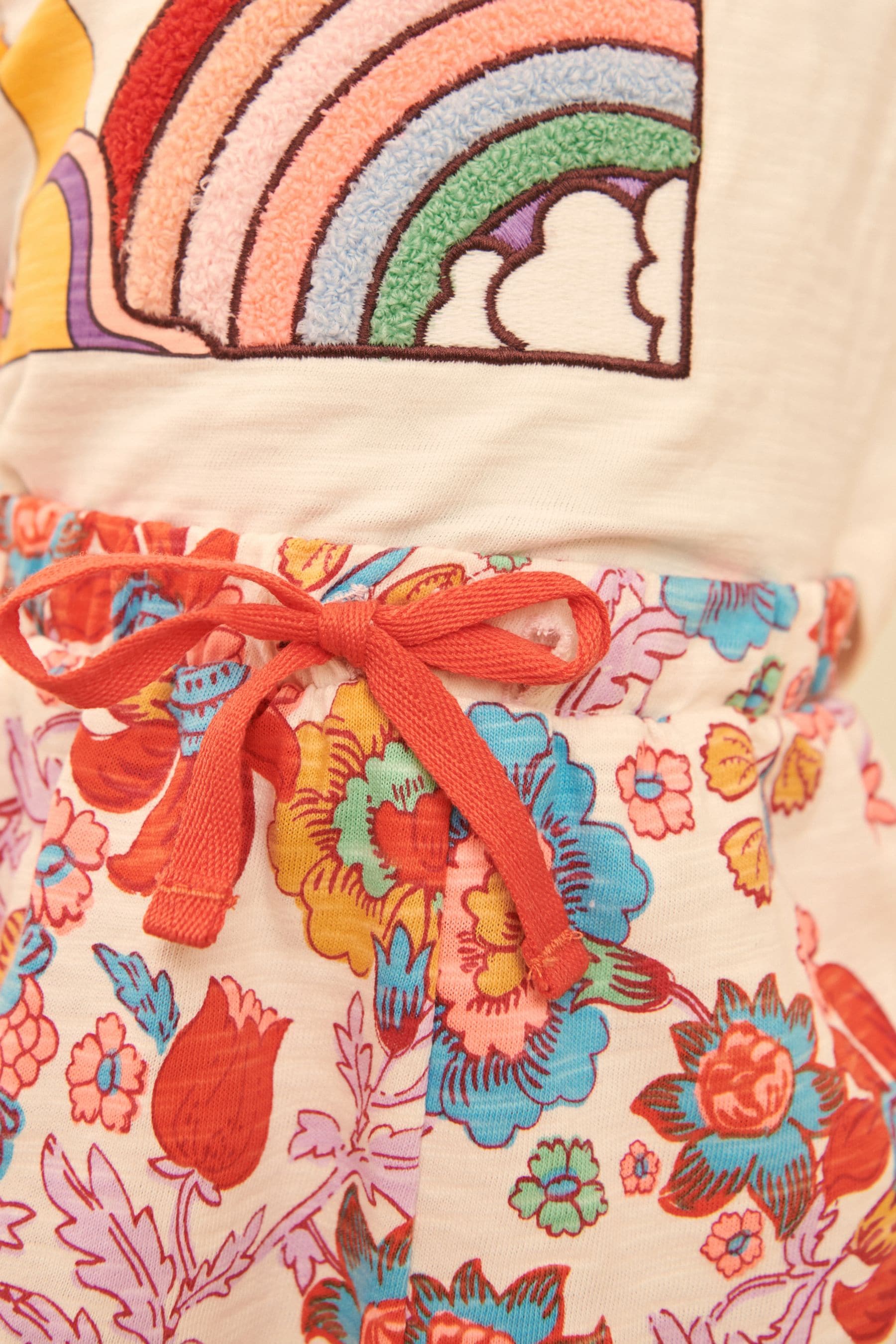 Cream/Red Sunshine Floral Print Short Sleeve Top and Short Set (3mths-7yrs)