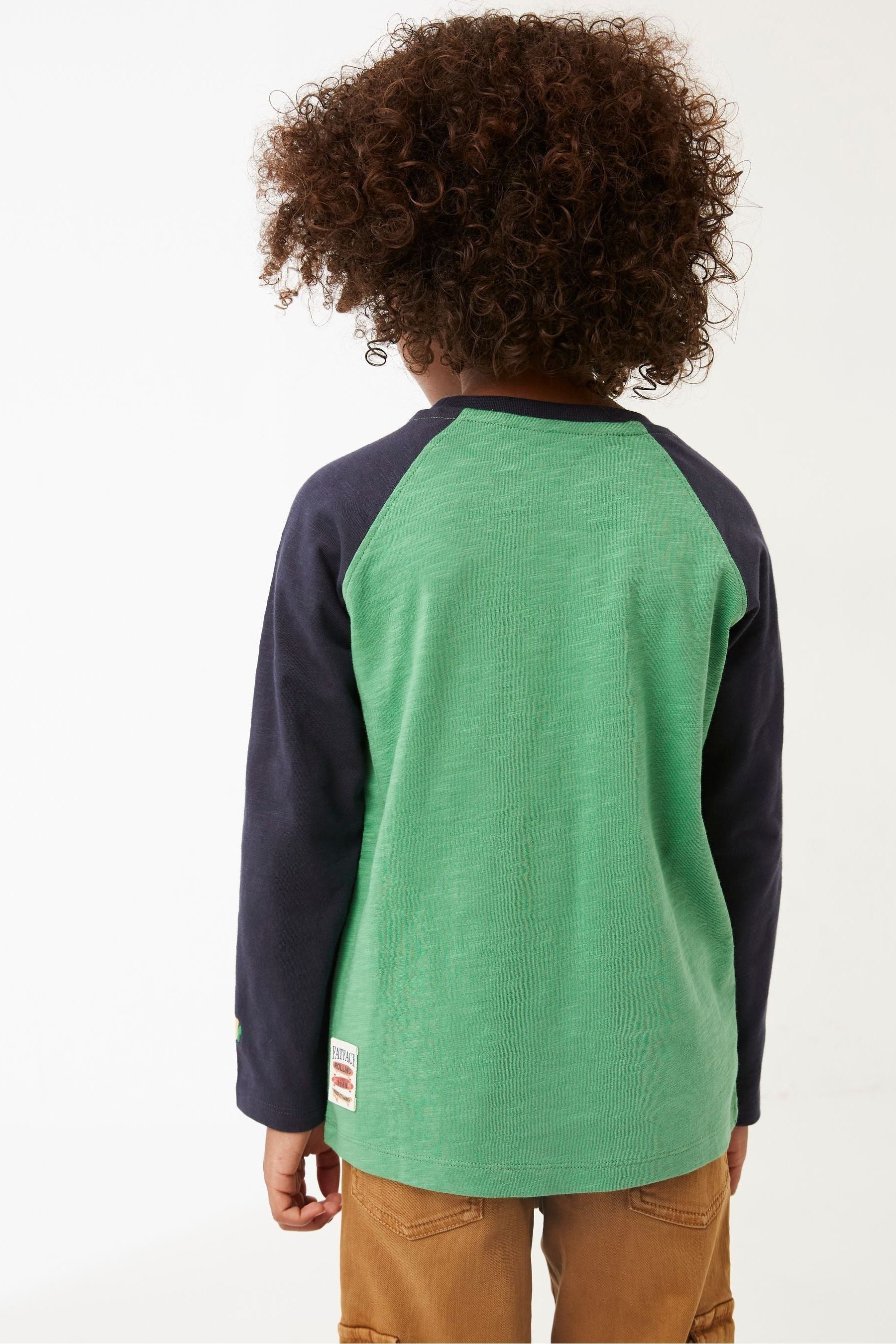 FatFace Green Almost Bearable Long Sleeve Raglan T-Shirt