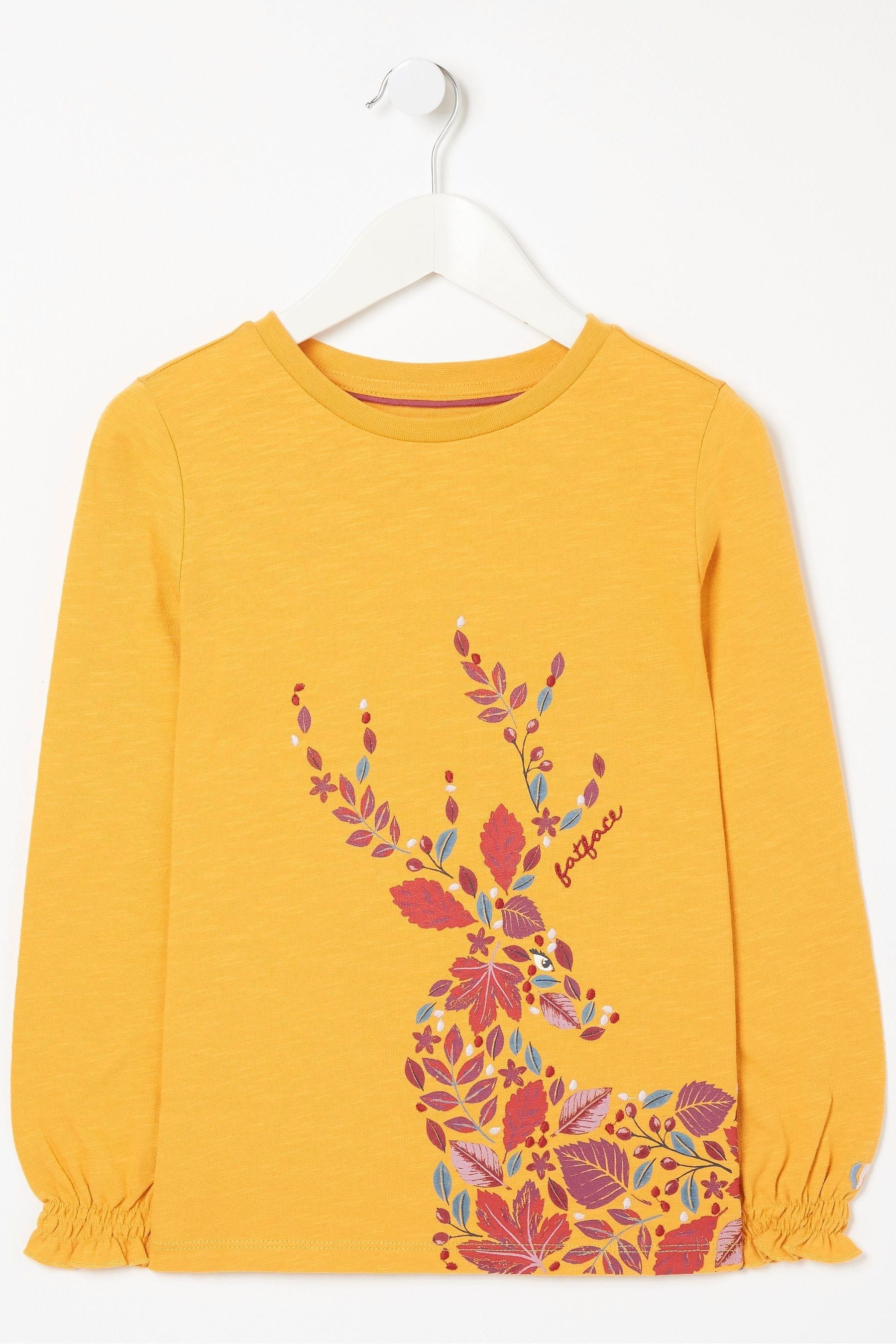 FatFace Yellow Deer Floral T-Shirt