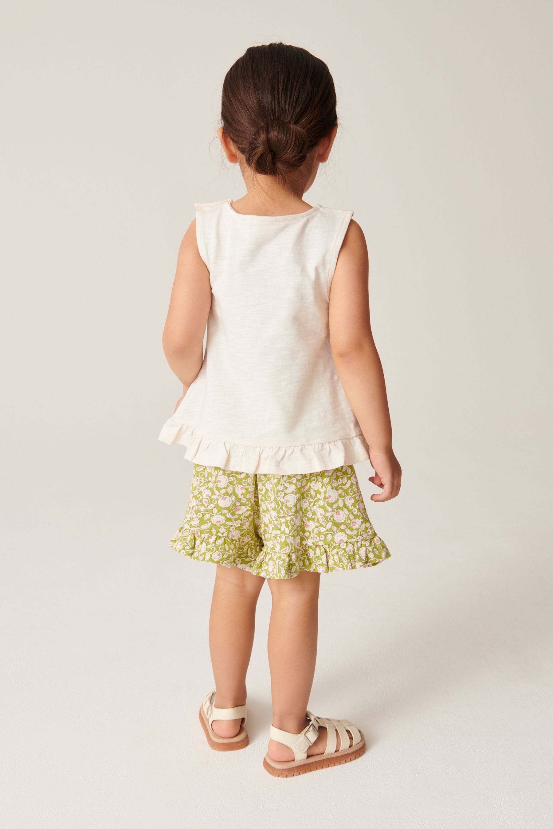 Cream Flower Frill Vest And Shorts Set (3mths-7yrs)