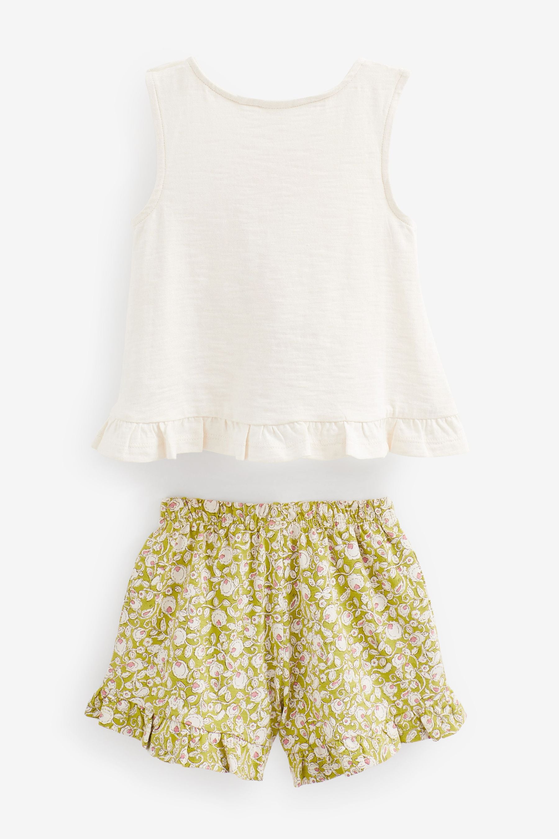 Cream Flower Frill Vest And Shorts Set (3mths-7yrs)