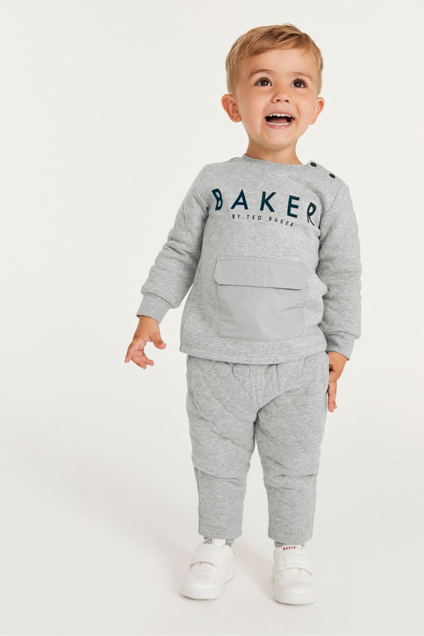 Grey Baker by Ted Baker Quilted Sweater And Jogger Set