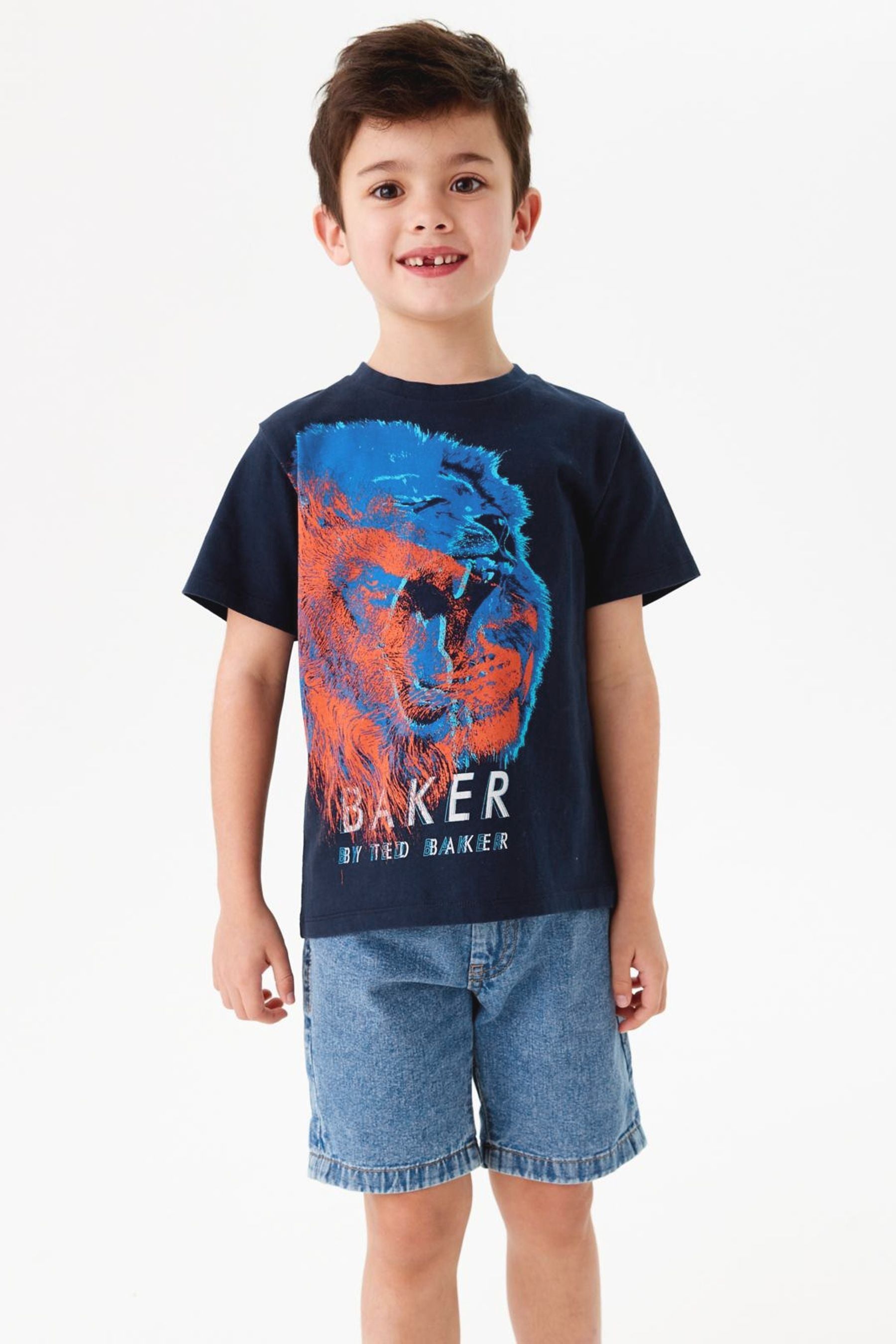 Baker by Ted Baker Boys Navy Lion Graphic T-Shirt