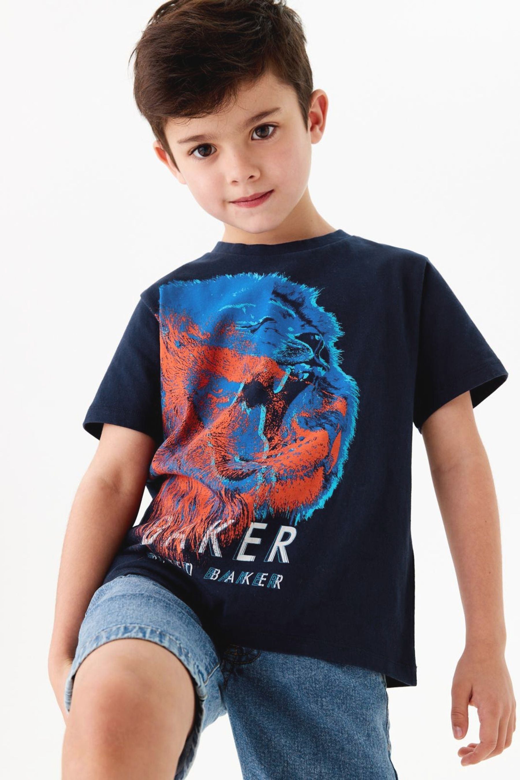 Baker by Ted Baker Boys Navy Lion Graphic T-Shirt