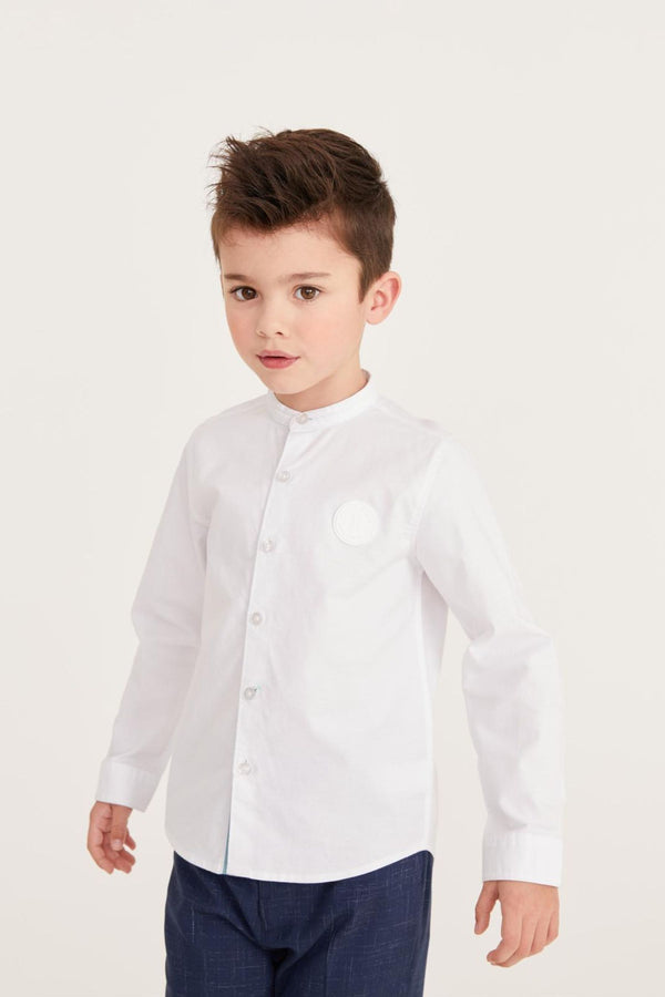 Baker by Ted Baker White Long Sleeve Grandad Shirt