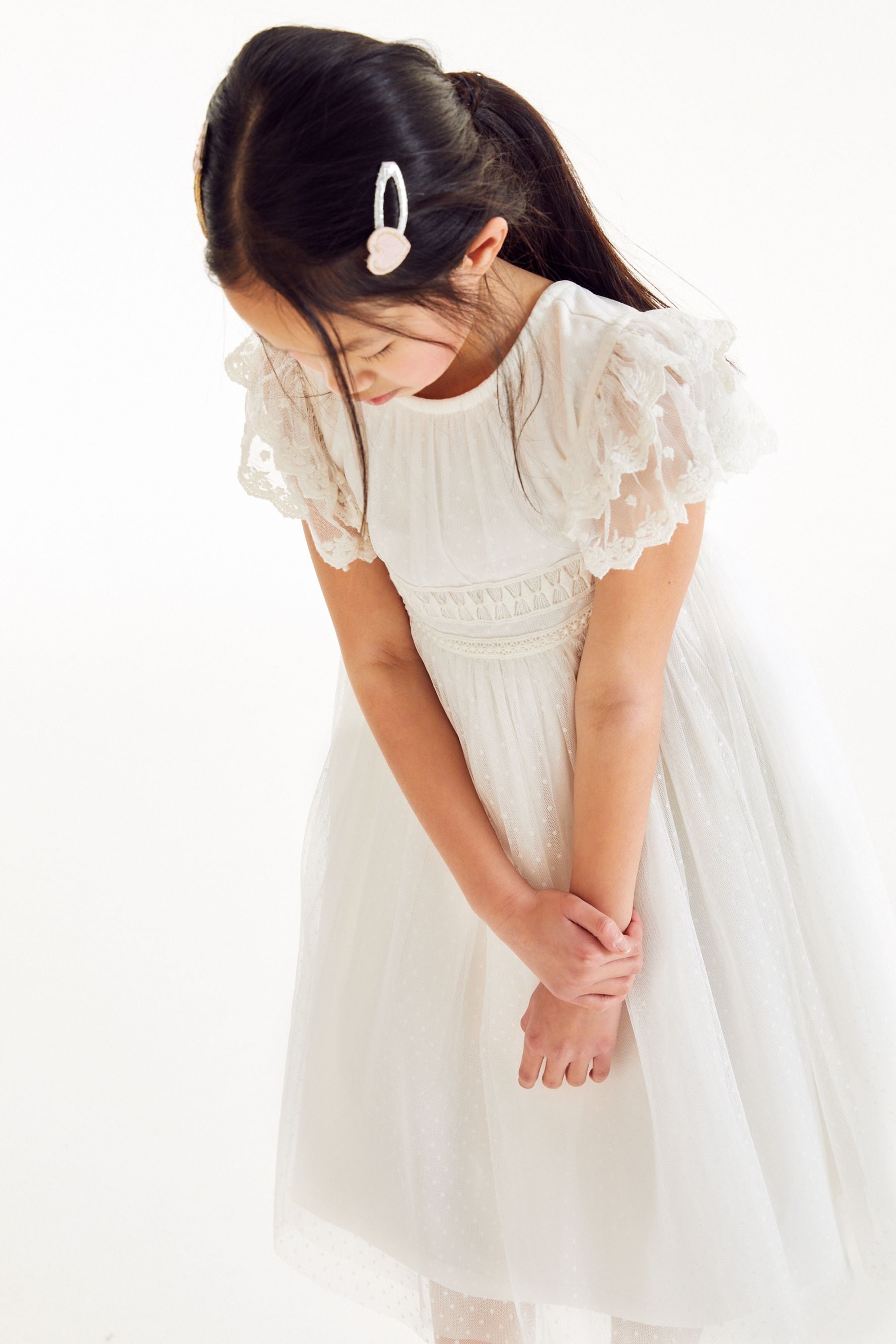 Ivory White Lace Bridesmaid Dress (3-16yrs)