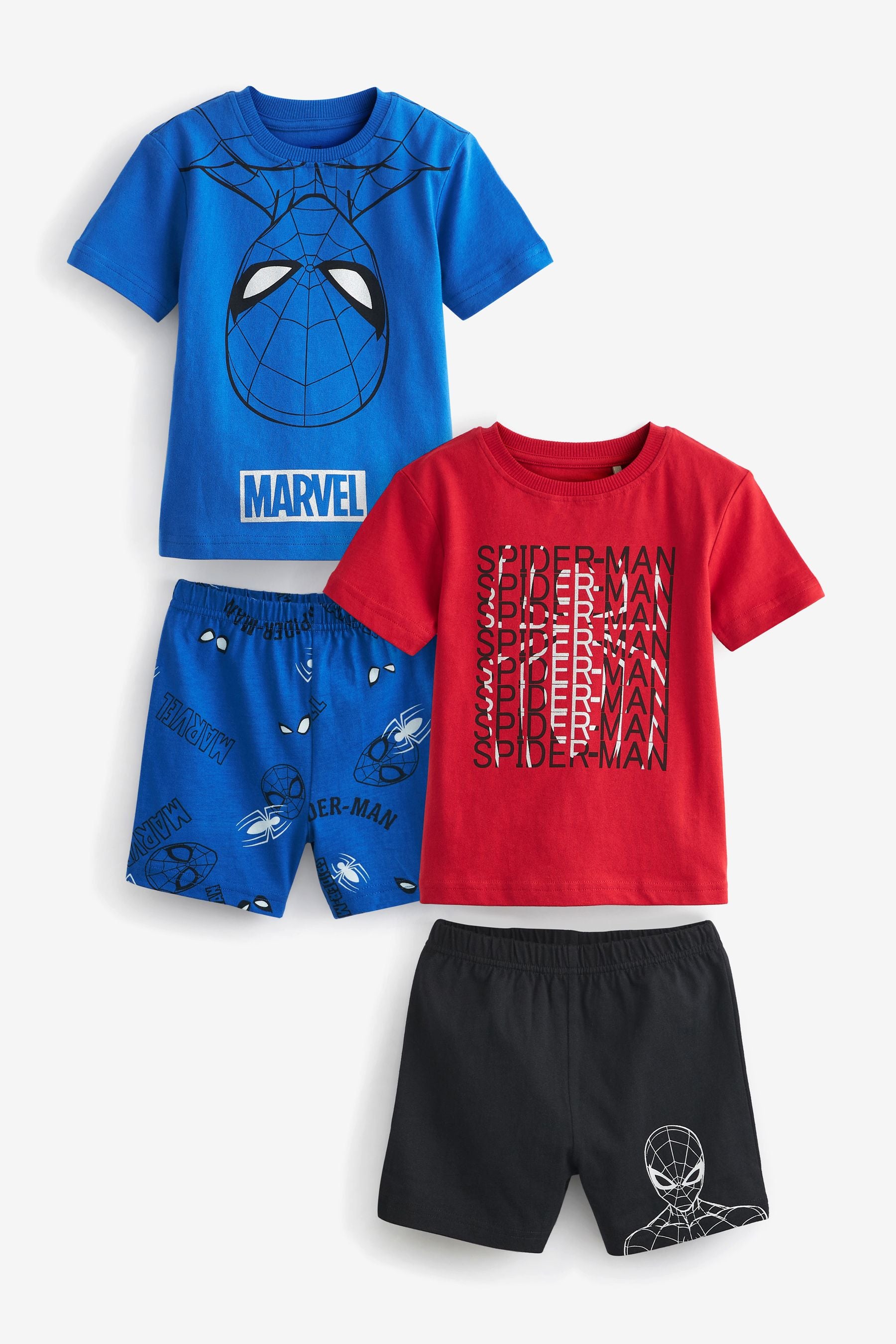 Red/Blue Spider-Man 2 Pack Short Pyjamas (12mths-