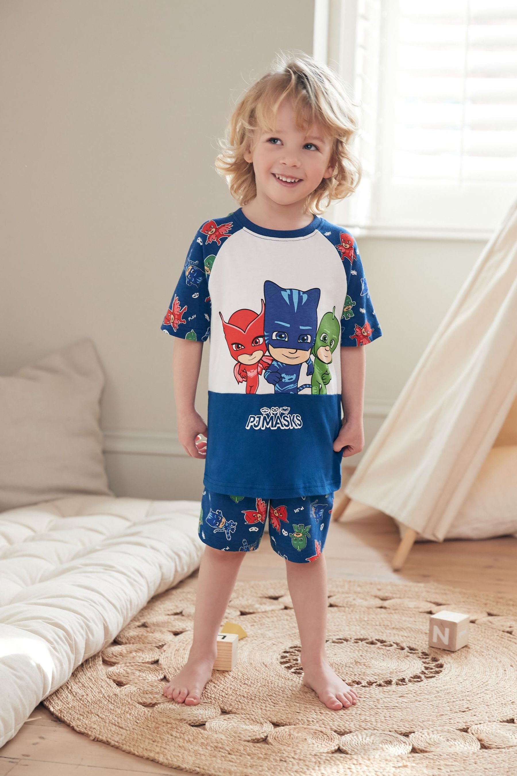 Blue/ White PJ Masks Short Pyjamas (9mths-8yrs)