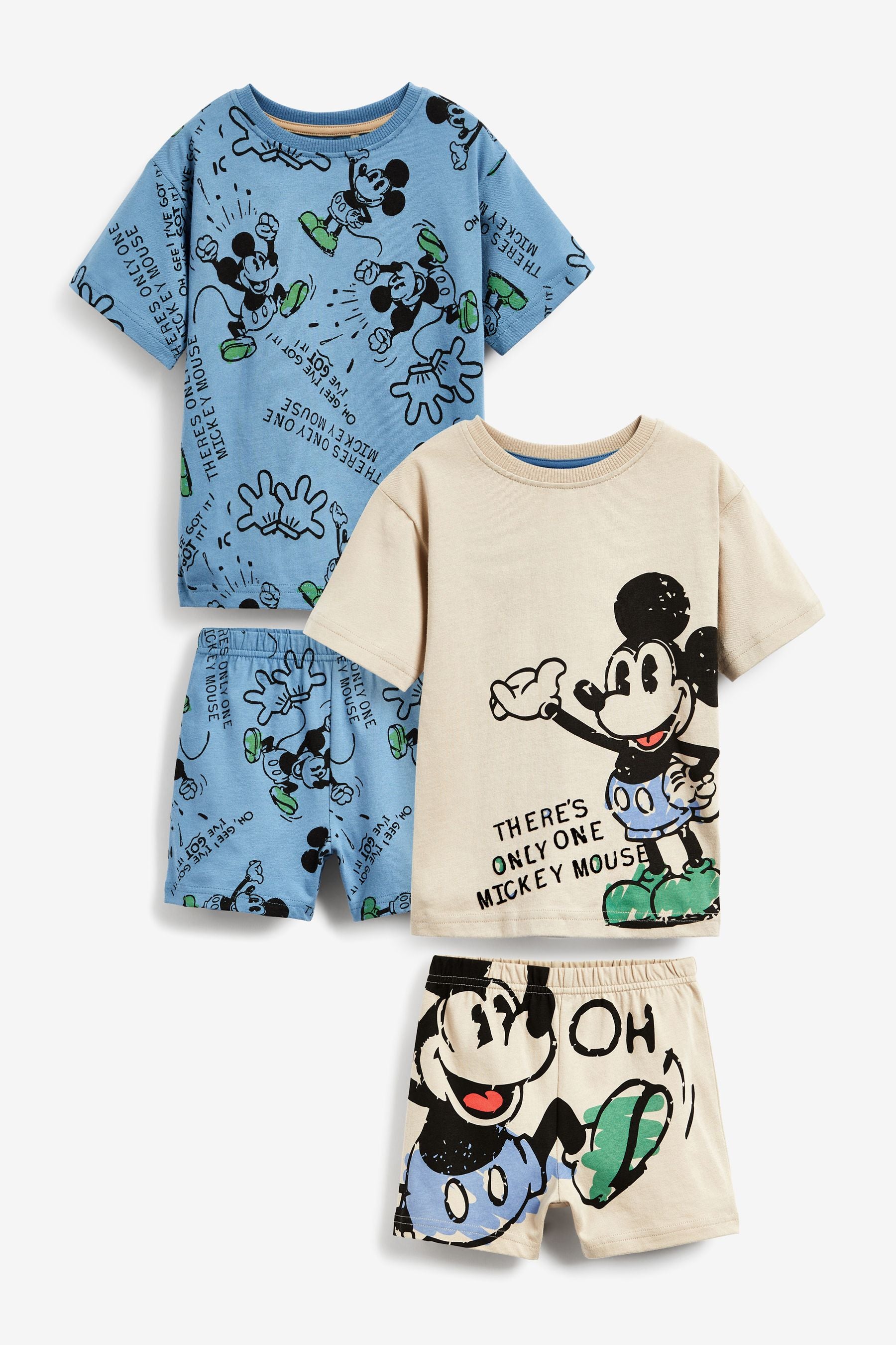 Mickey Mouse Blue/Tan Brown 2 Pack Short Pyjamas (9mths-8yrs)