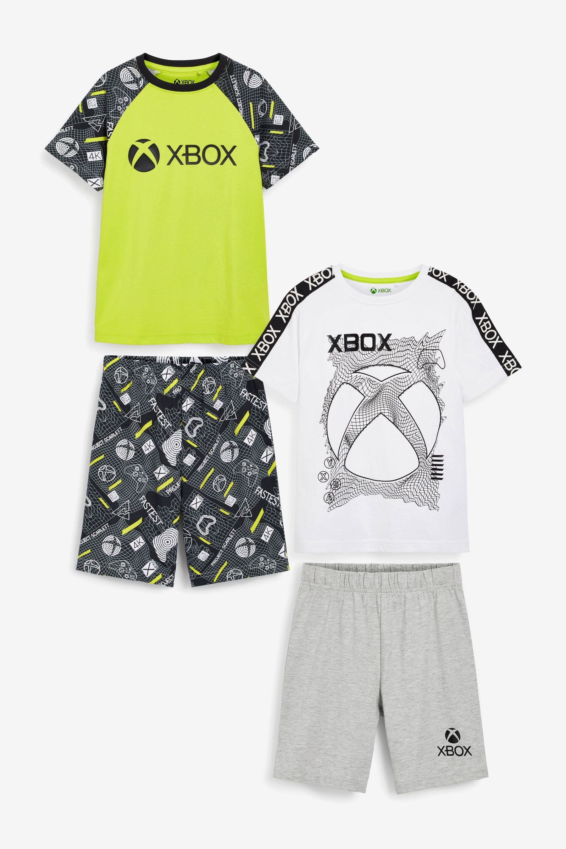 Green/Black Xbox 2 Pack Short Pyjamas (5-16yrs)