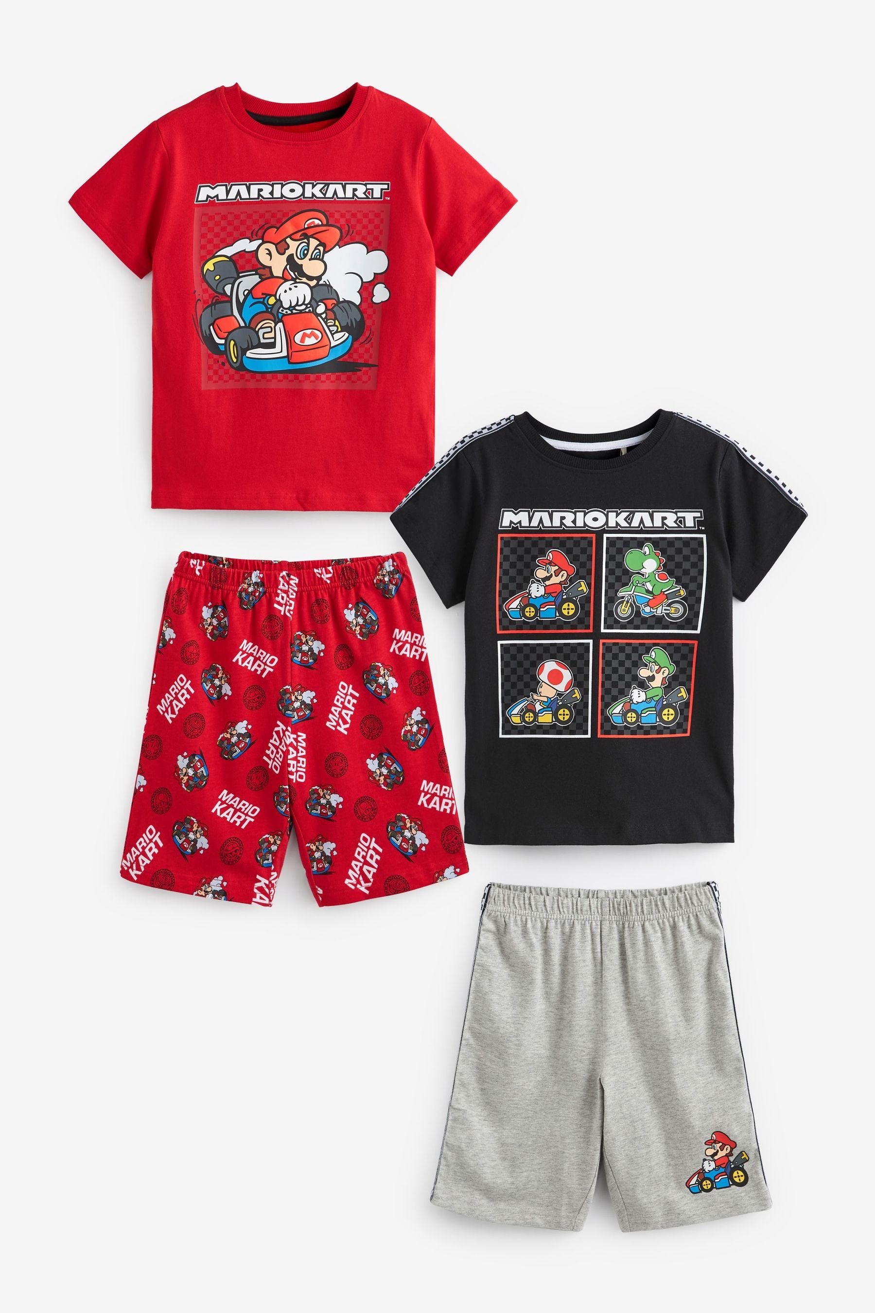 Red/Black Mario Kart 2 Pack Short Pyjamas (3-16yrs)