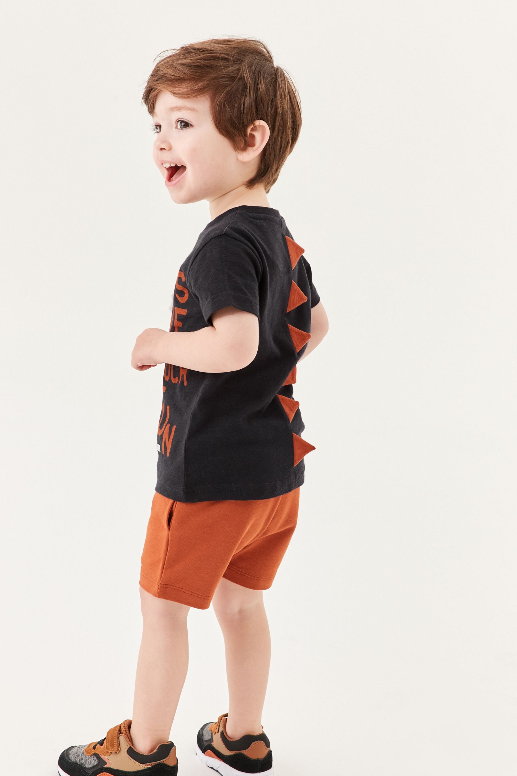 Charcoal Grey Dino Appliqu T-Shirt (3mths-7yr