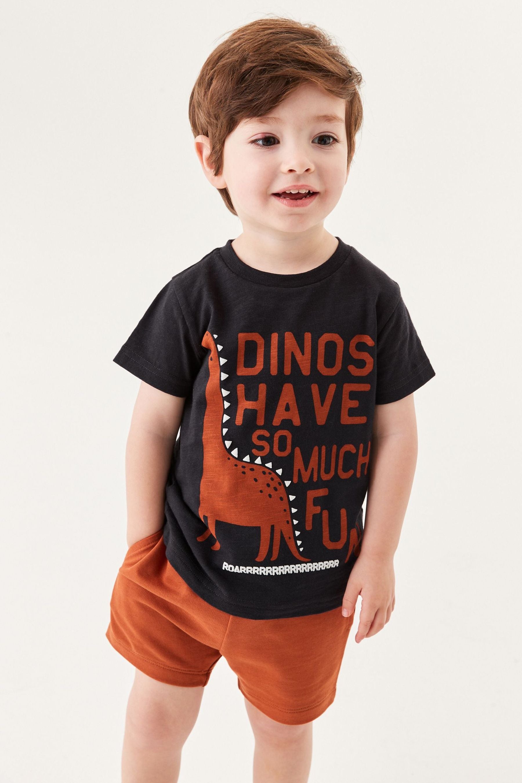 Charcoal Grey Dino Appliqu T-Shirt (3mths-7yr