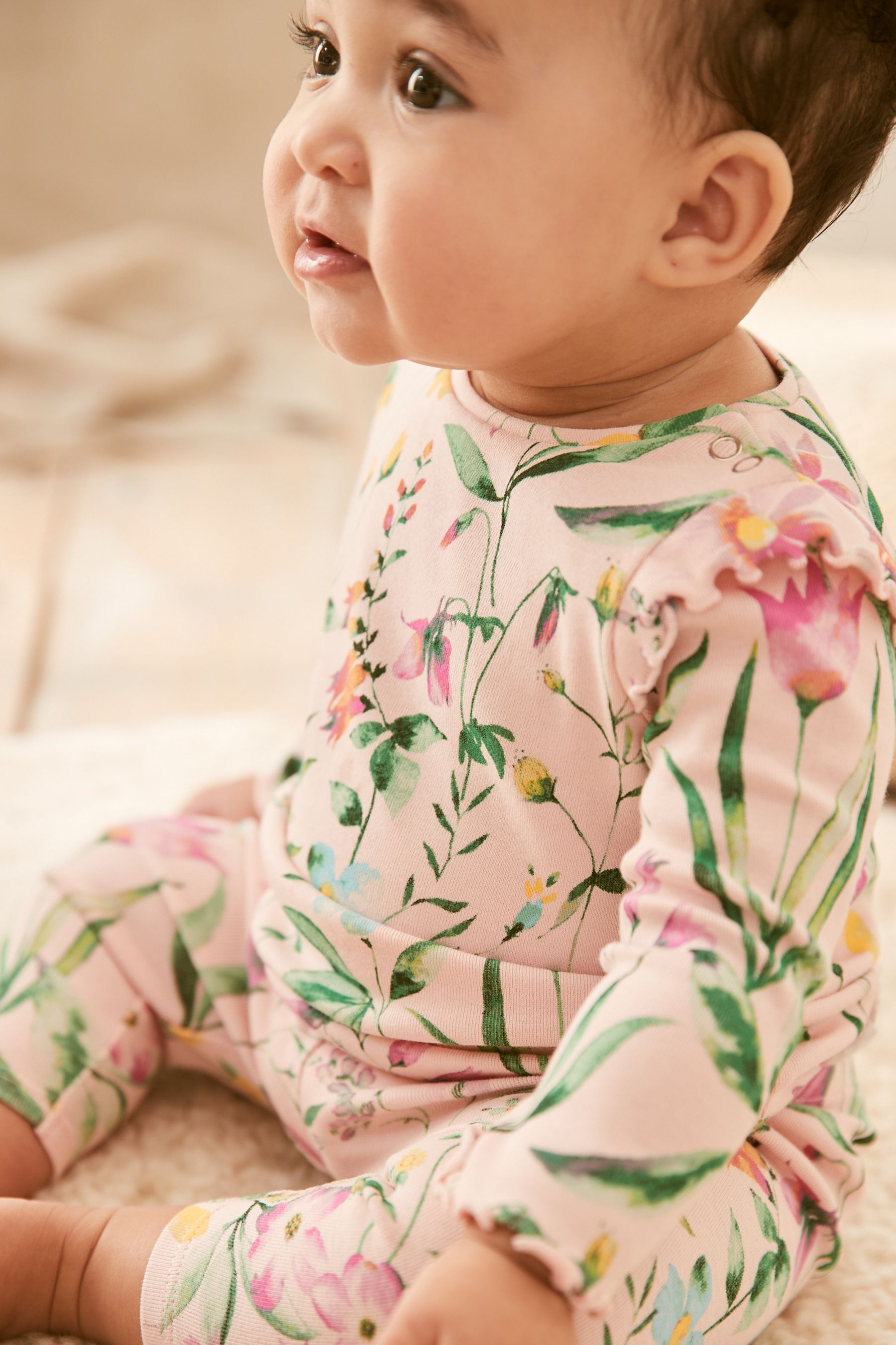 Pink Baby 2 Piece Floral Top & Leggings