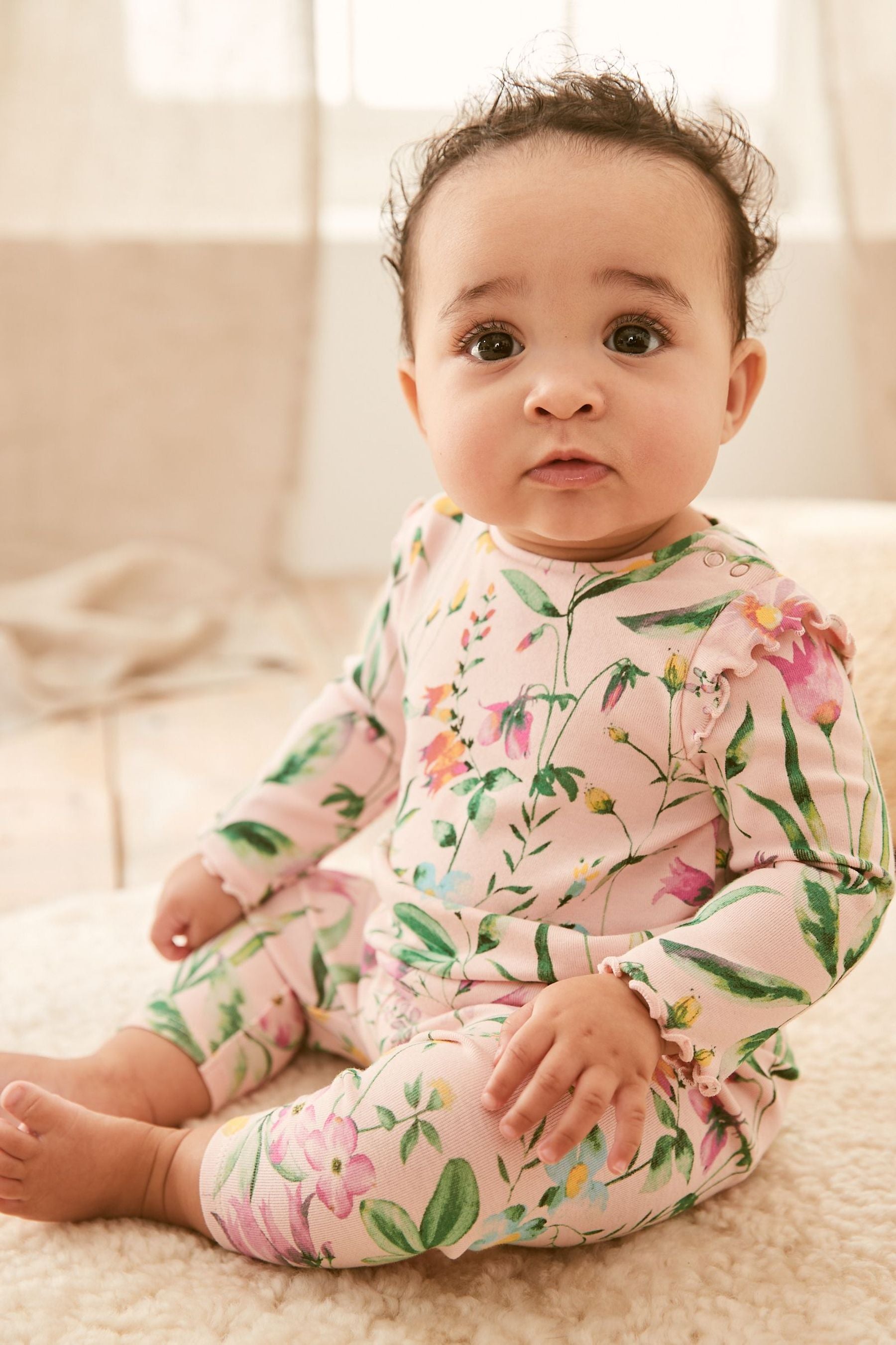 Pink Baby 2 Piece Floral Top & Leggings