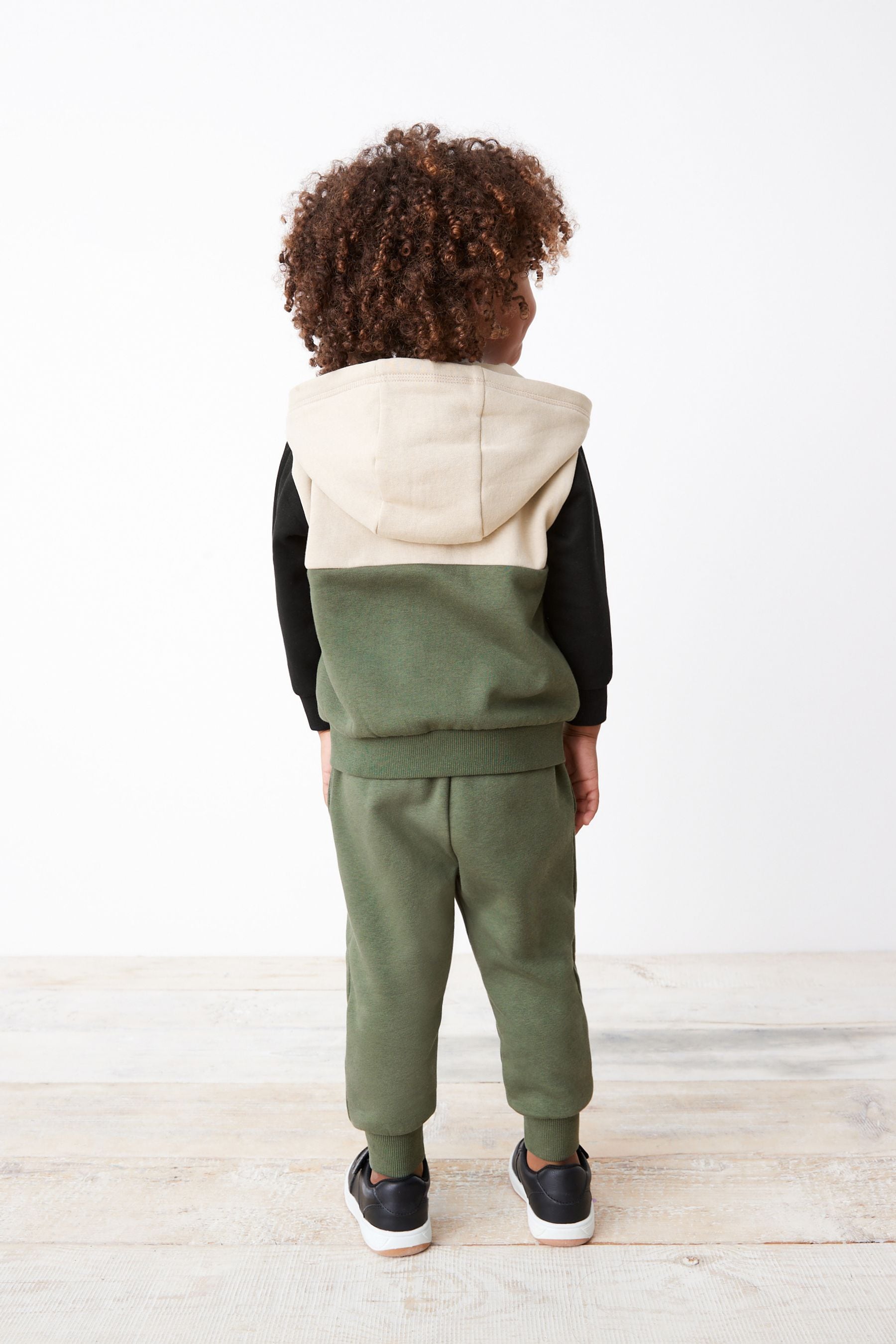 Khaki Green Colourblock Zip Through And Jogger Set (3mths-7yrs)