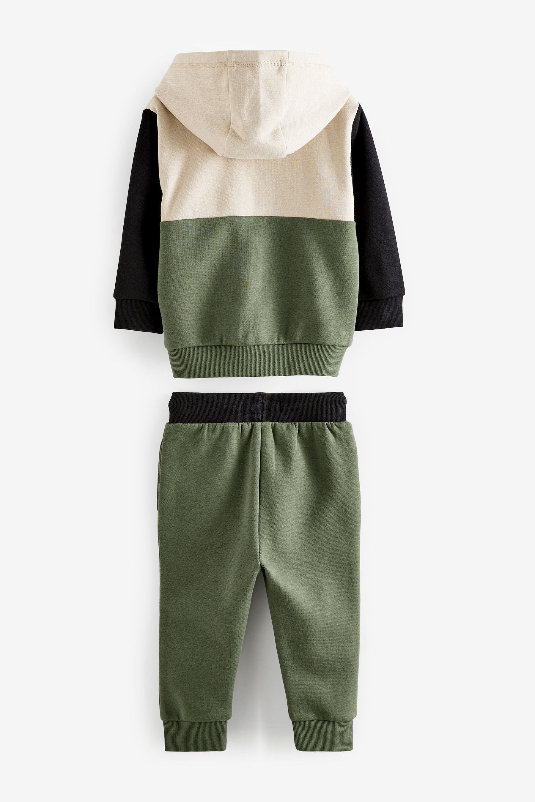 Khaki Green Colourblock Zip Through And Jogger Set (3mths-7yrs)