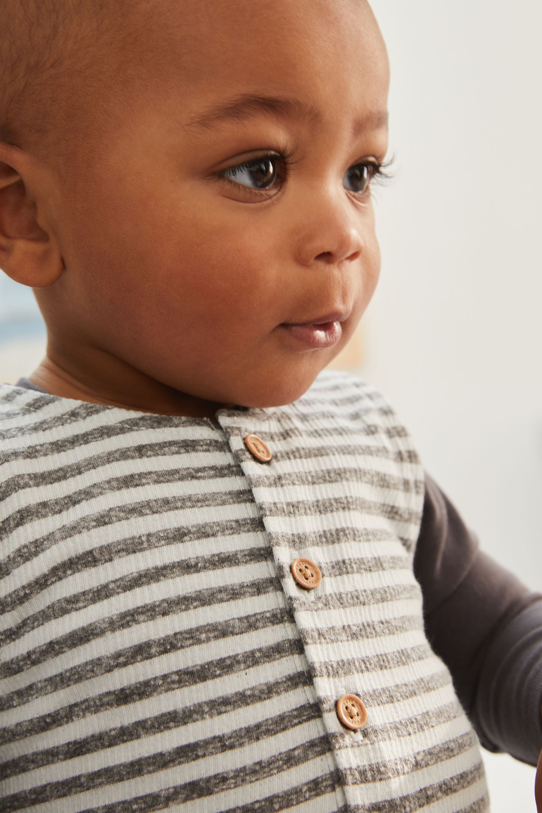 Charcoal Grey Baby Stripe Dungaree And Bodysuit Set (0mths-2yrs)