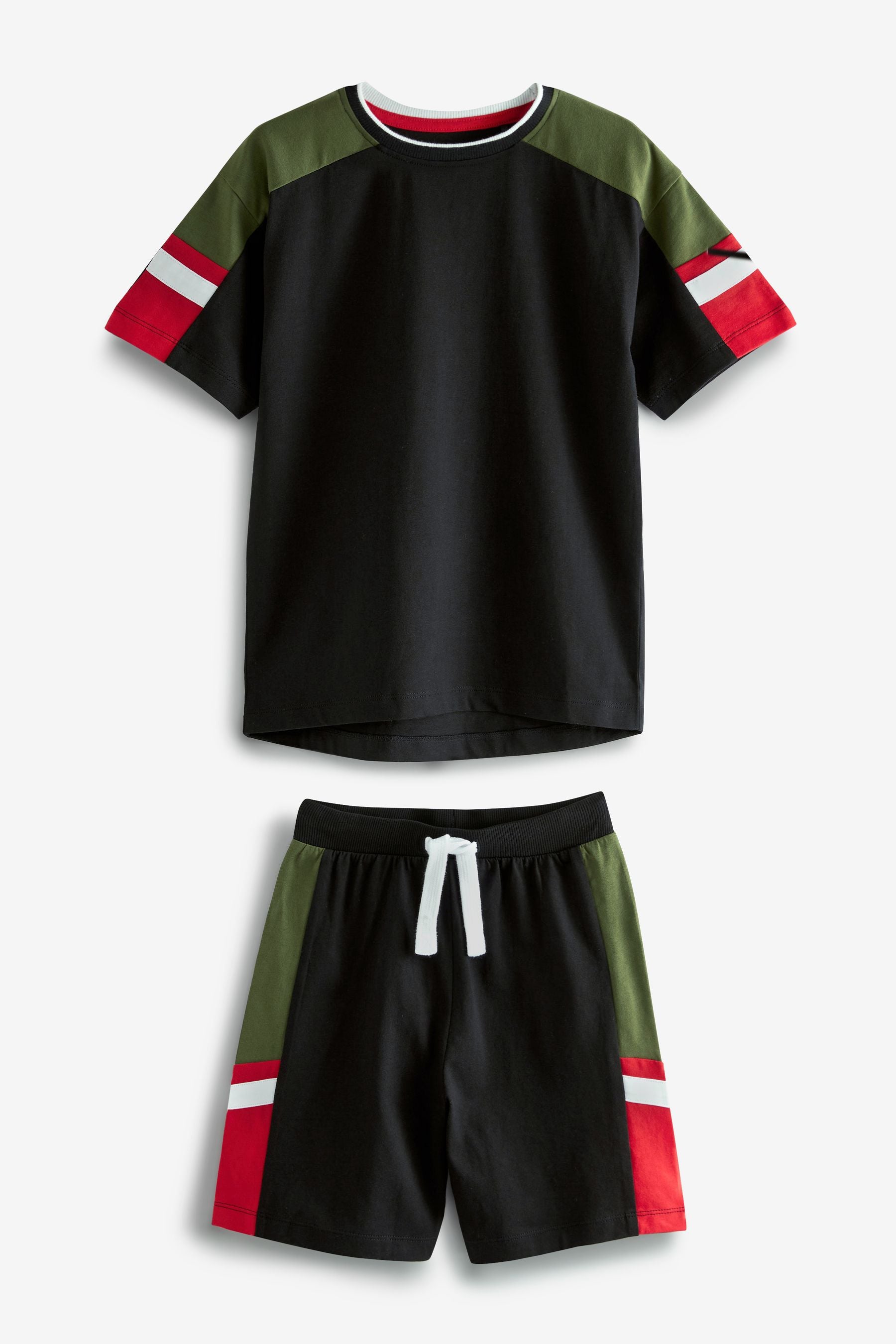 Black/Green/Red 3 Pack Short Pyjamas (3-16yrs)