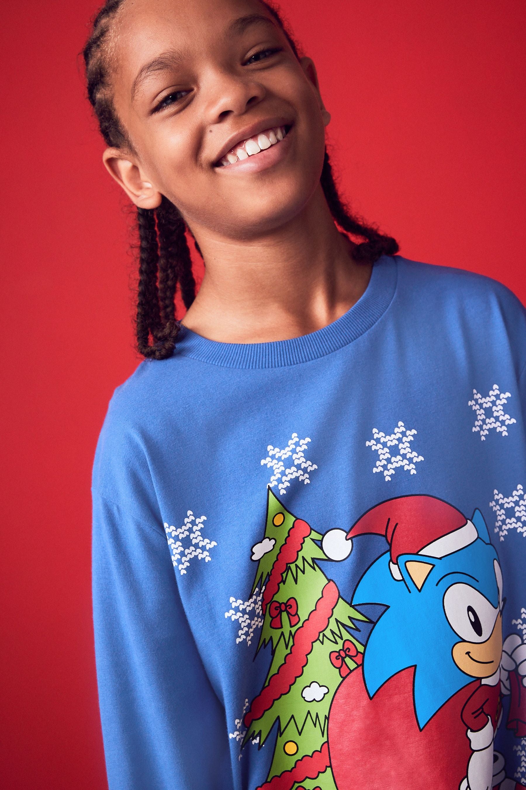 Sonic Cobalt Blue Long Sleeve Christmas T-Shirt (3-16yrs)