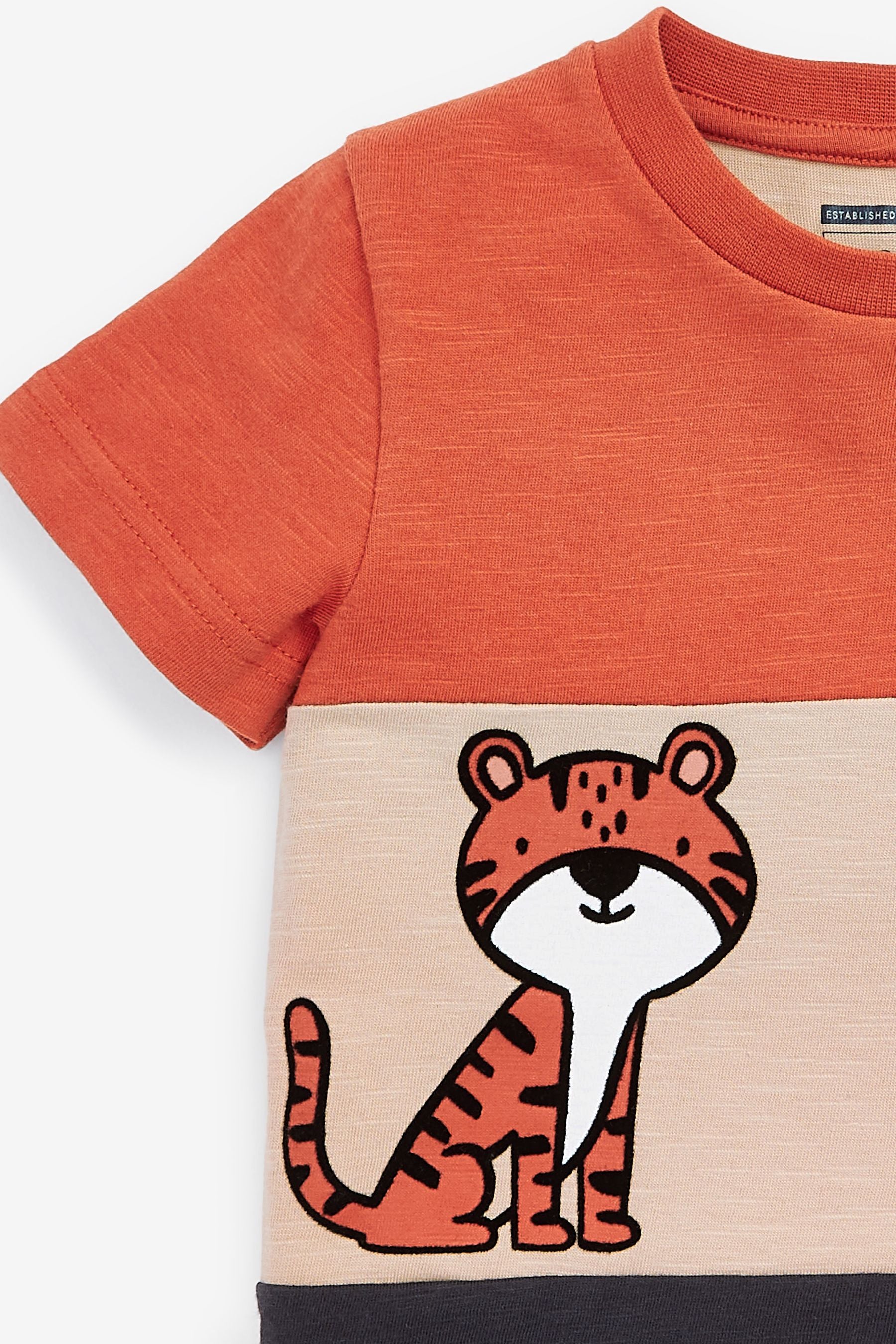 Orange Colourblock Tiger Short Sleeve Character T-Shirt (3mths-7yrs)