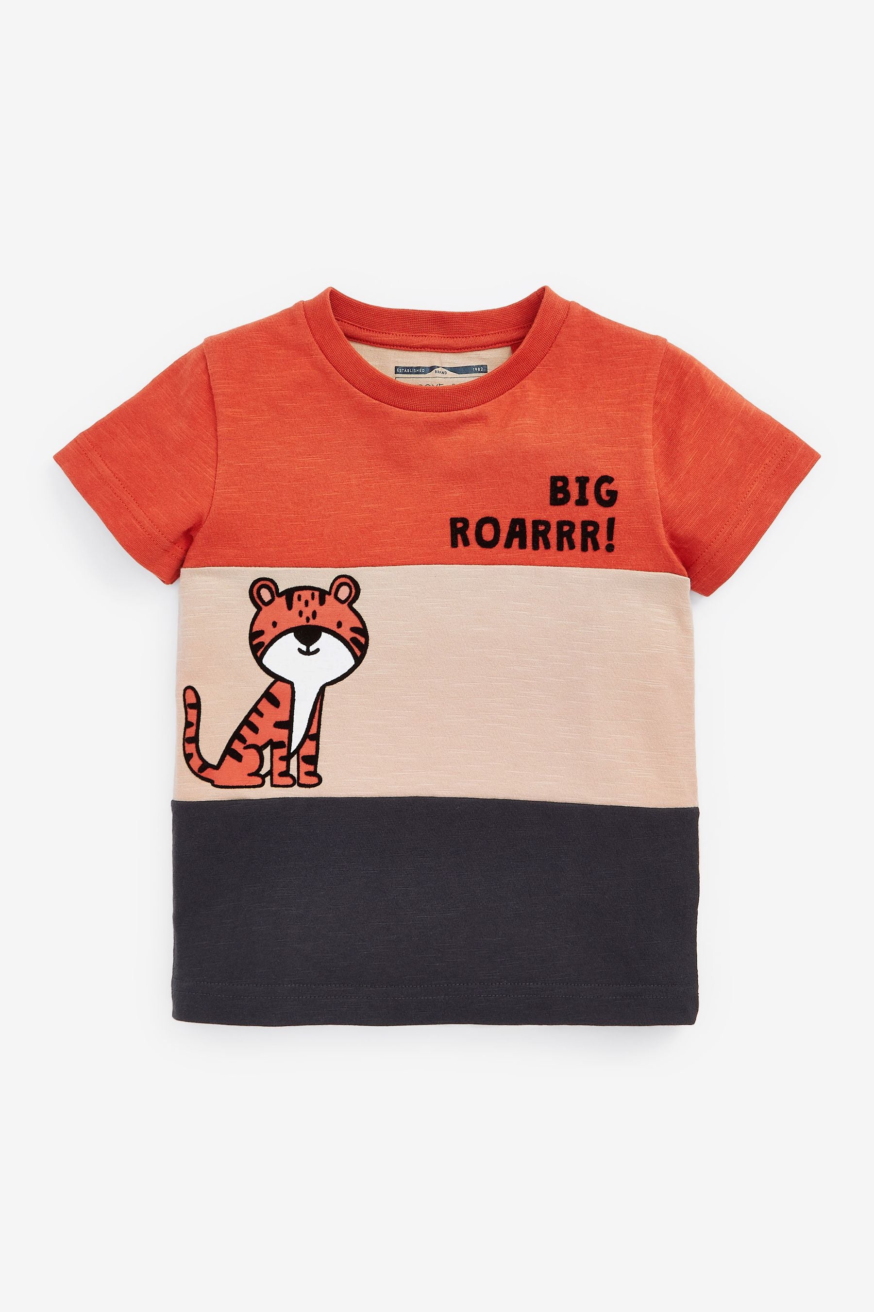 Orange Colourblock Tiger Short Sleeve Character T-Shirt (3mths-7yrs)