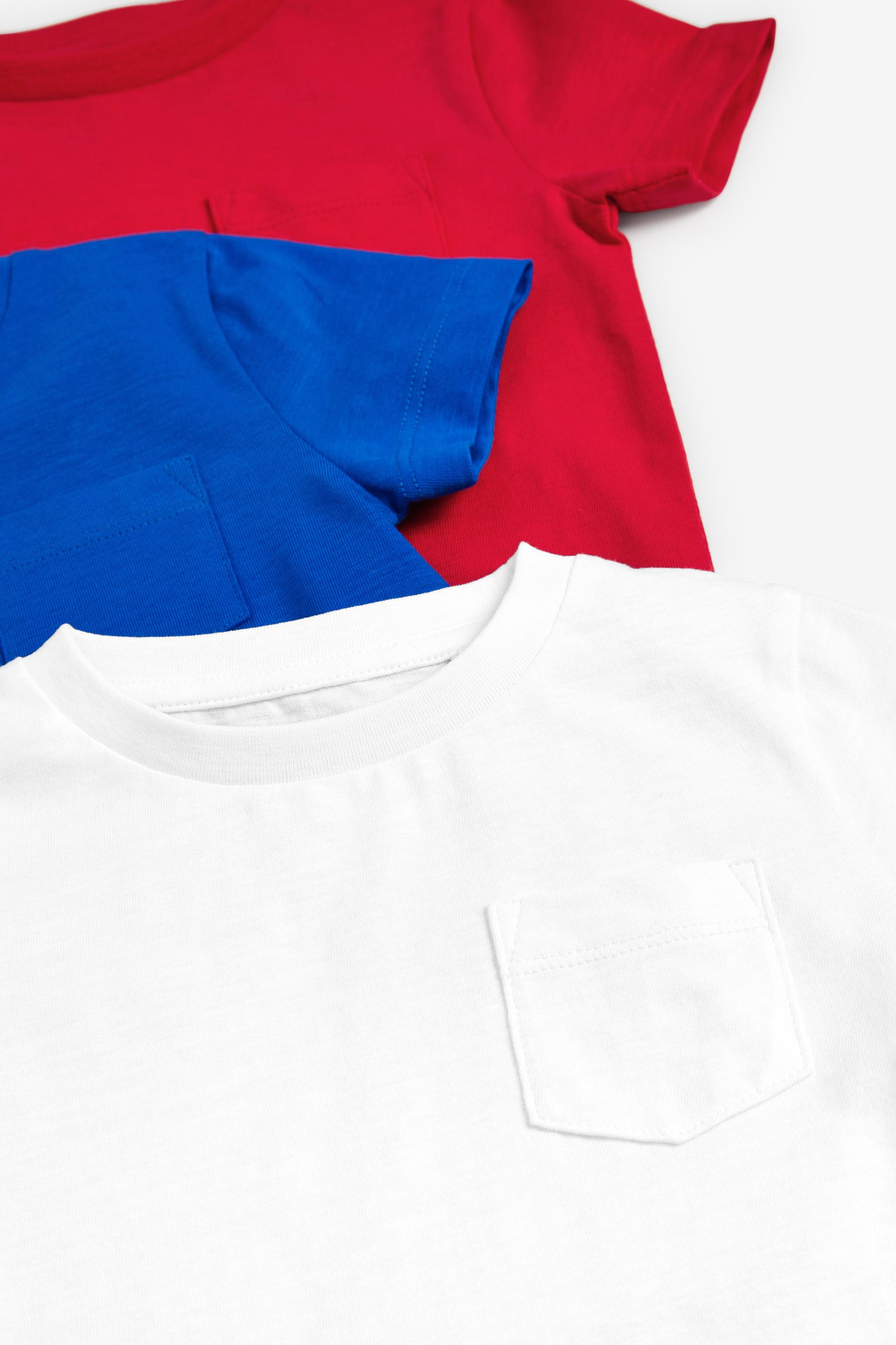 Red/Cobalt Blue 3 Pack Plain T-Shirts (3mths-7yrs)