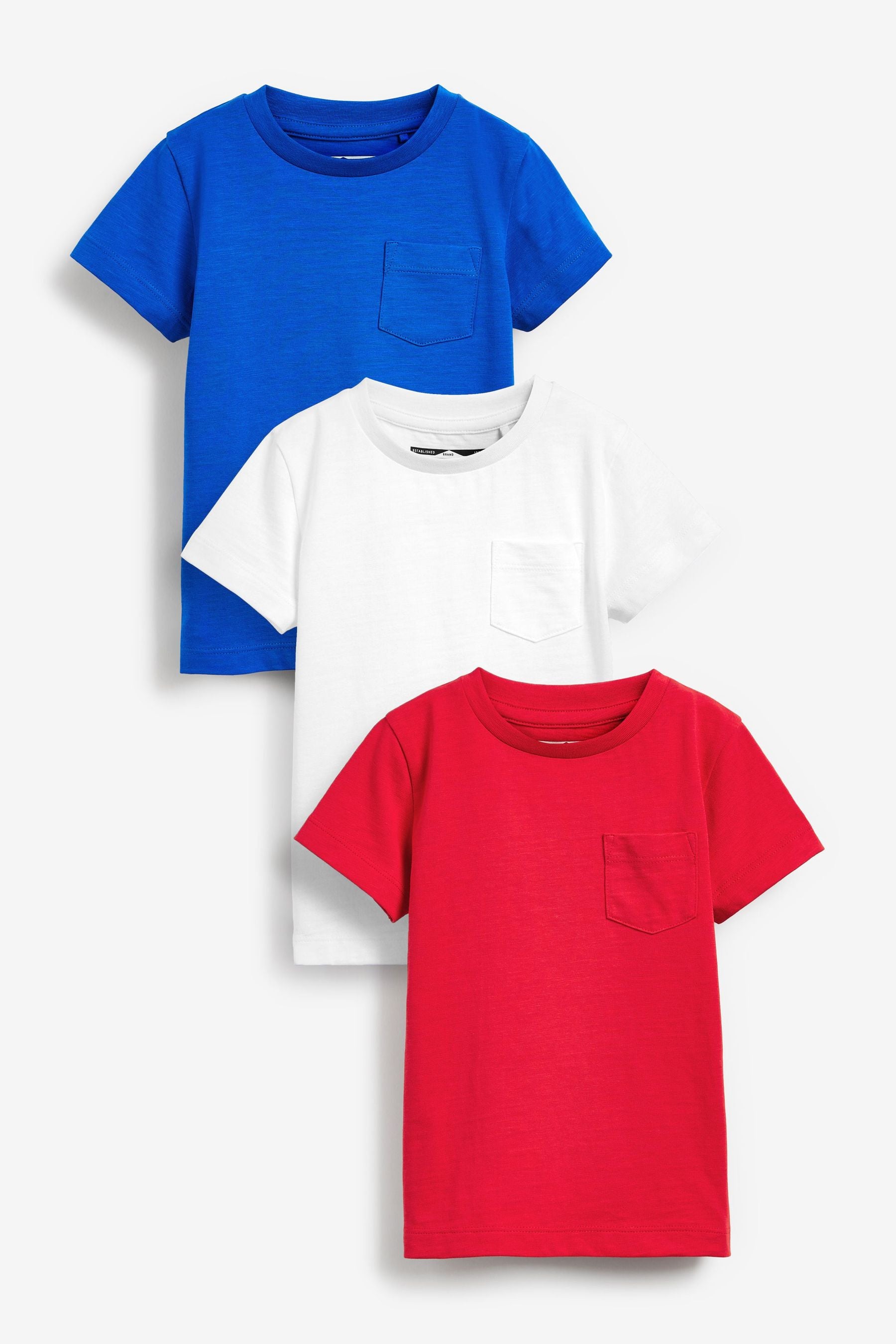 Red/Cobalt Blue 3 Pack Plain T-Shirts (3mths-7yrs)