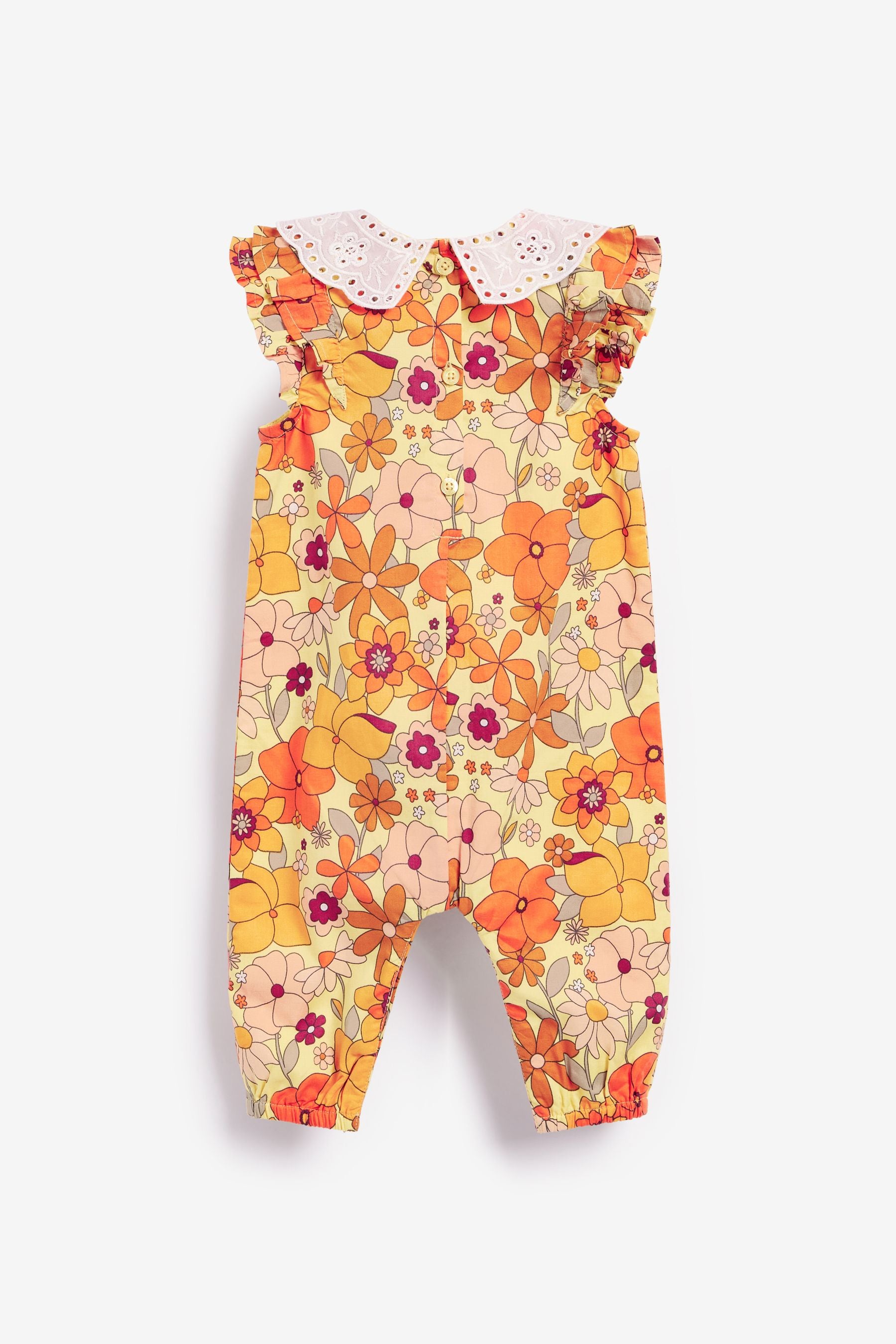 Ochre Yellow Baby Floral Collared Romper (0mths-2yrs)