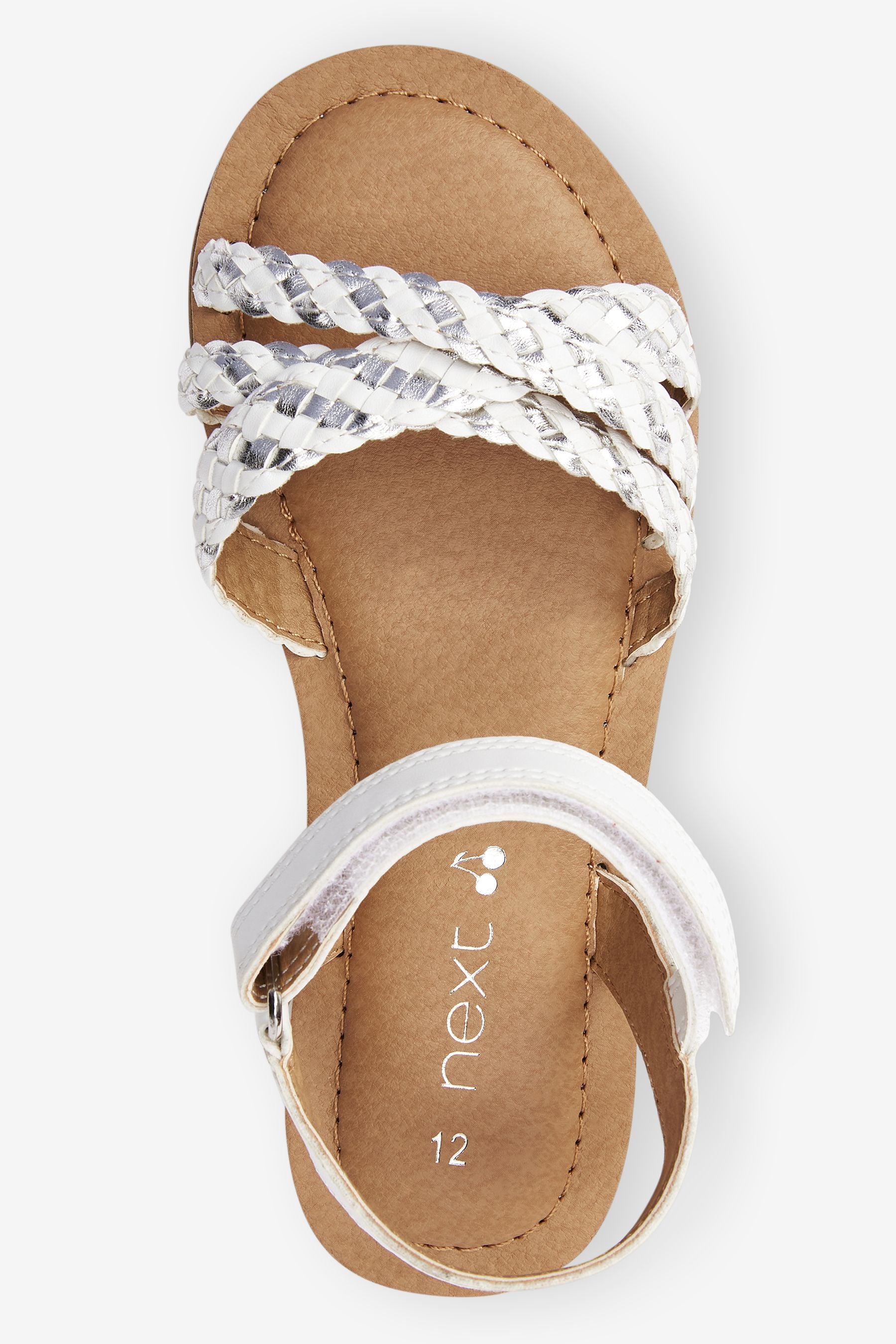 White Silver Plaited Sandals