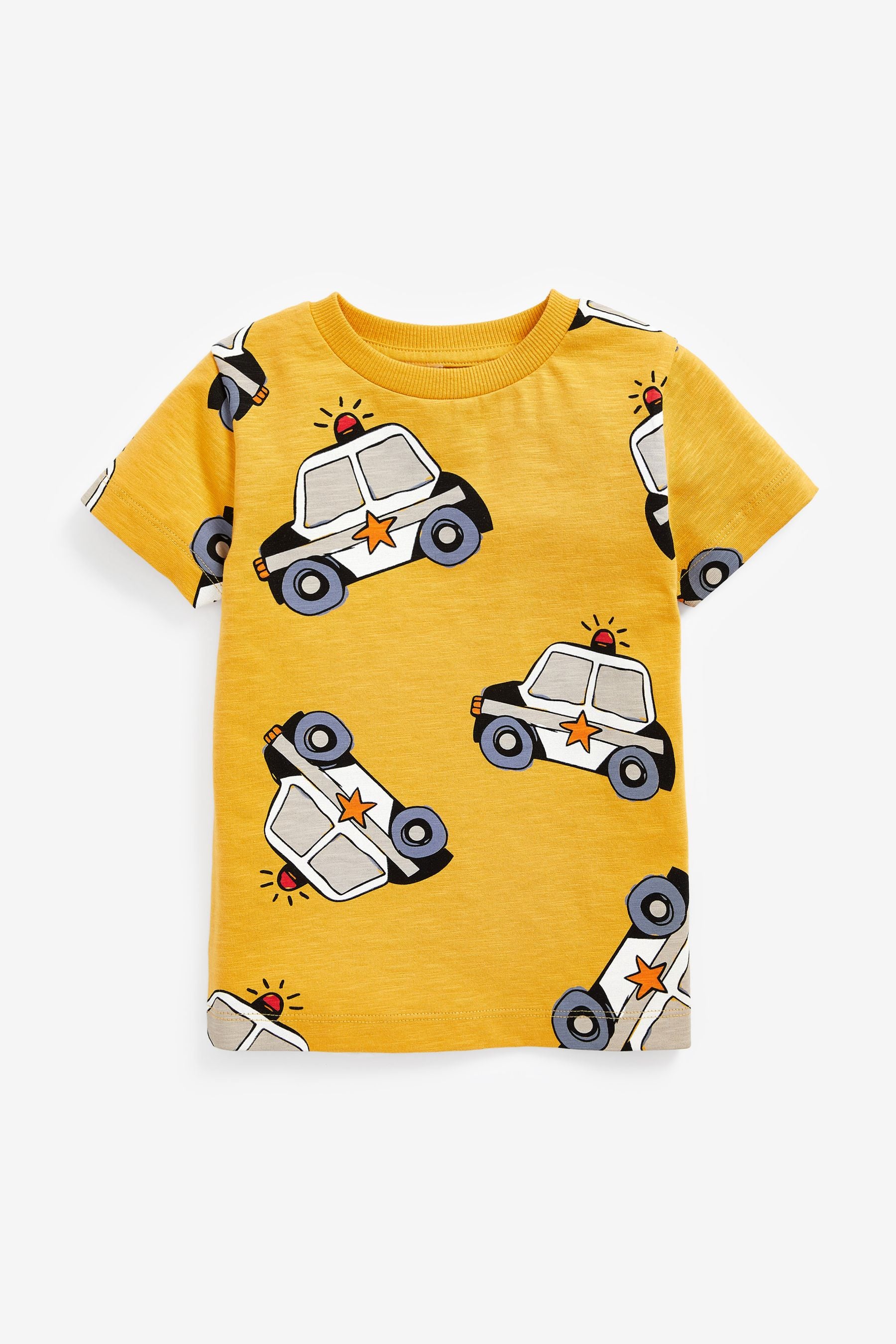 Blue/Yellow Transport 3 Pack All Over Print T-Shirts (3mths-7yrs)