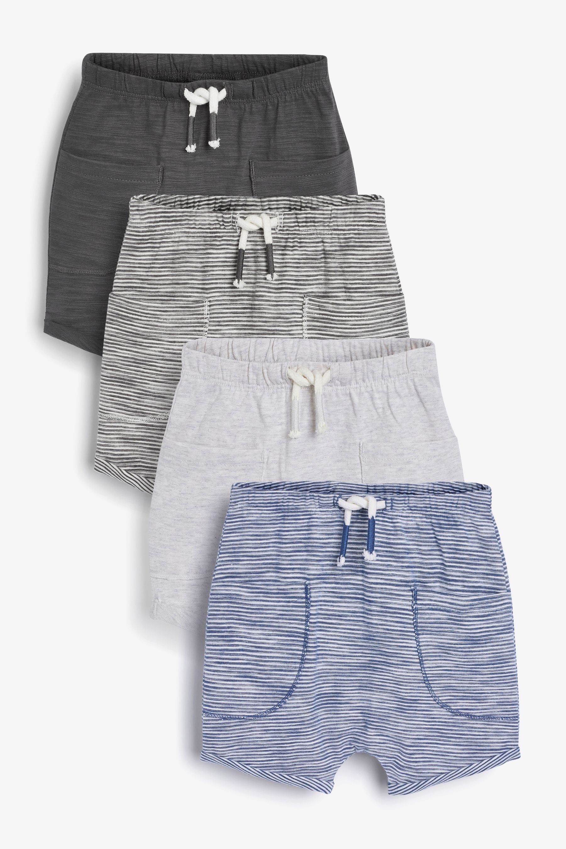 Grey and Navy Blue Baby 4 Pack Shorts