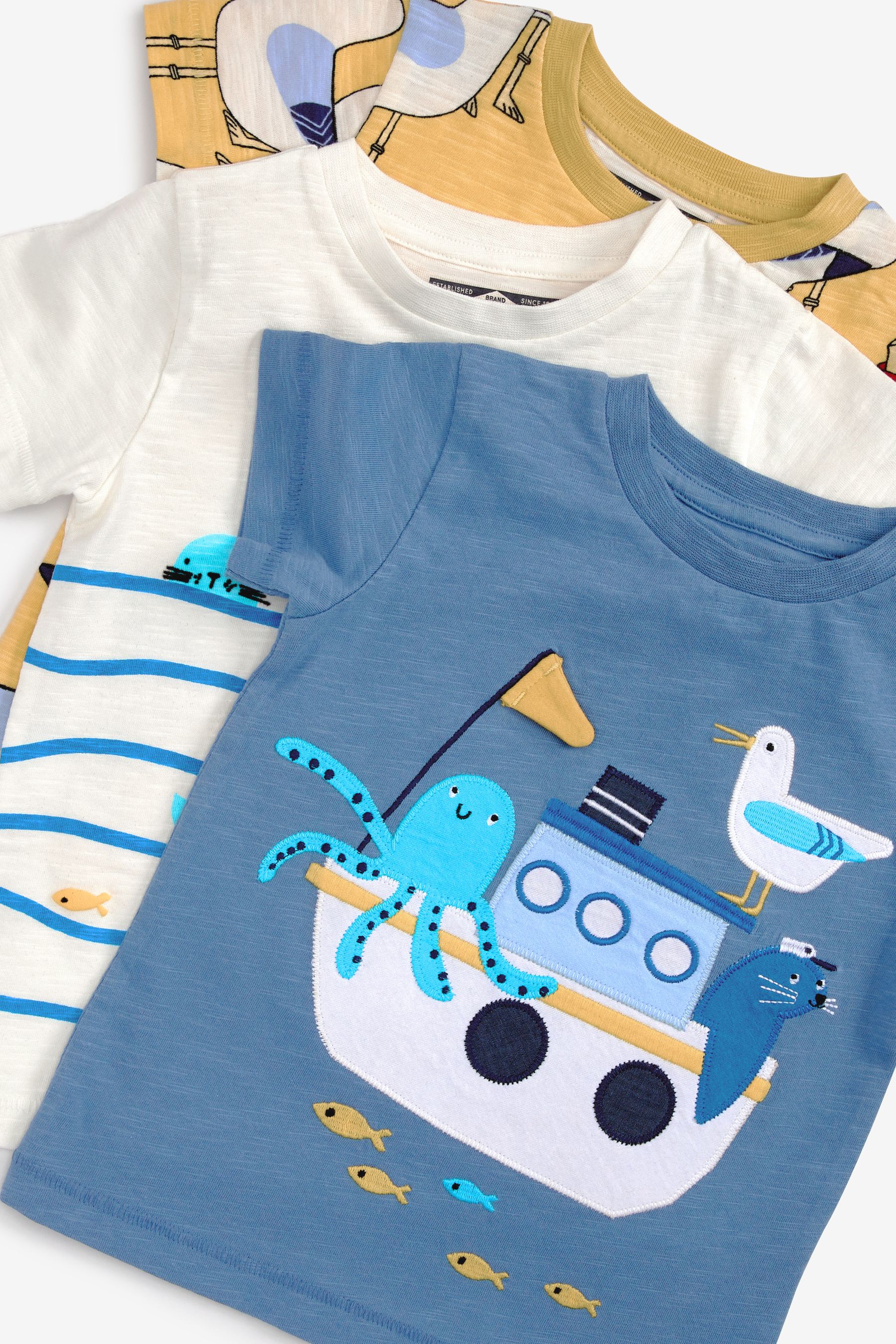 Blue/Yellow Seagull 3 Pack T-Shirts (3mths-7yrs)