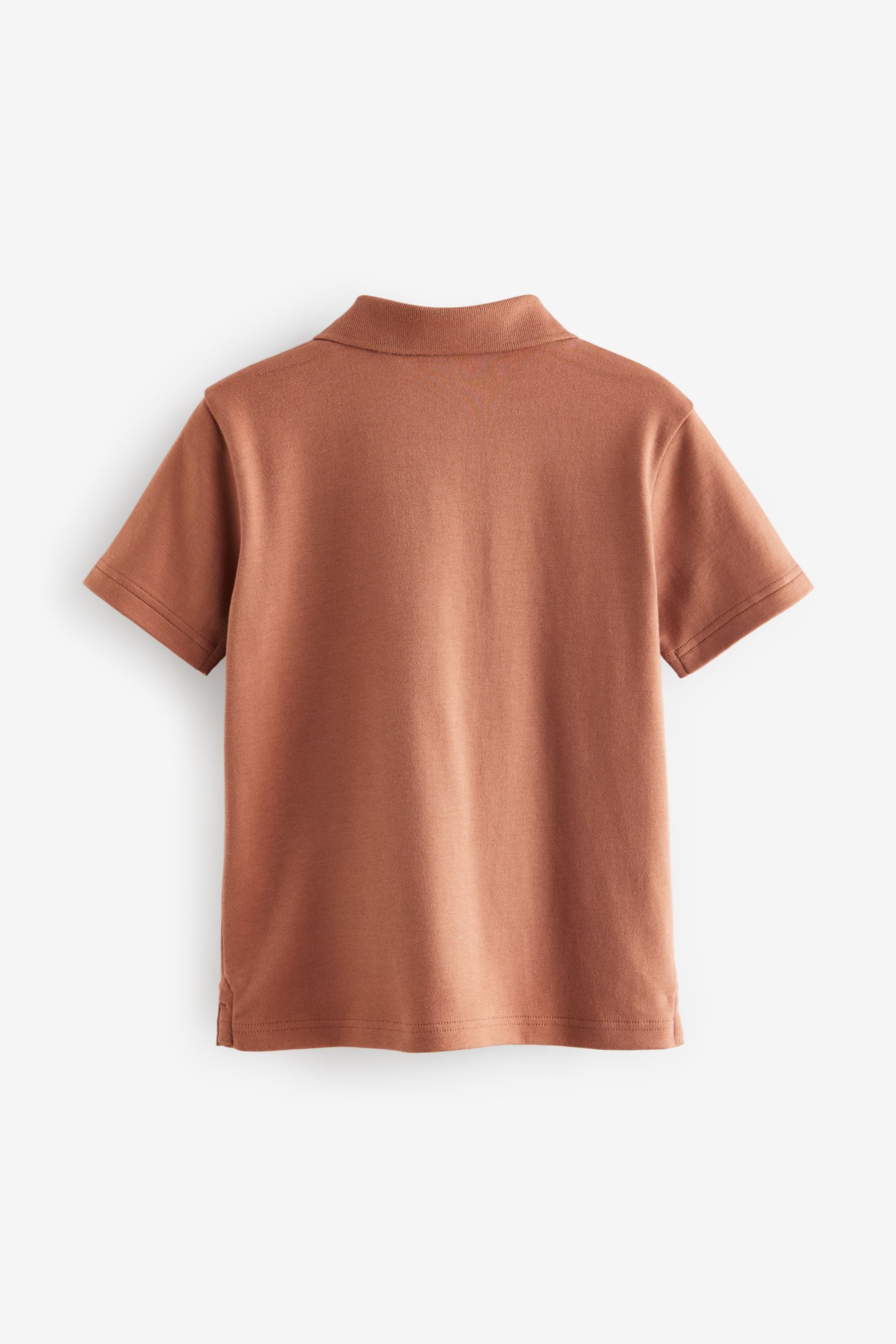 Rust Brown Revere Collar Short Sleeve Polo Shirt (3-16yrs)