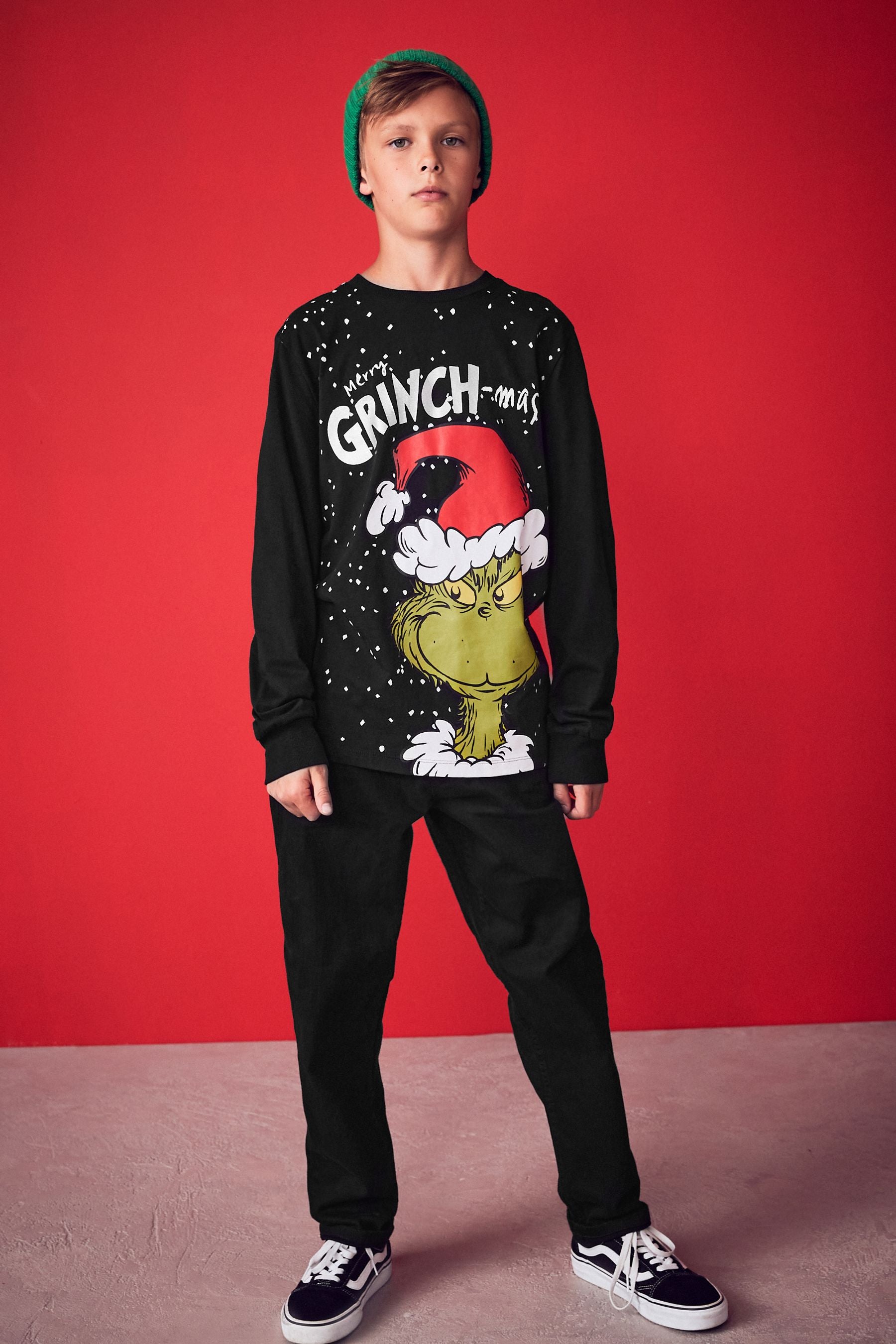 The Grinch Black Long Sleeve Christmas T-Shirt (3-16yrs)